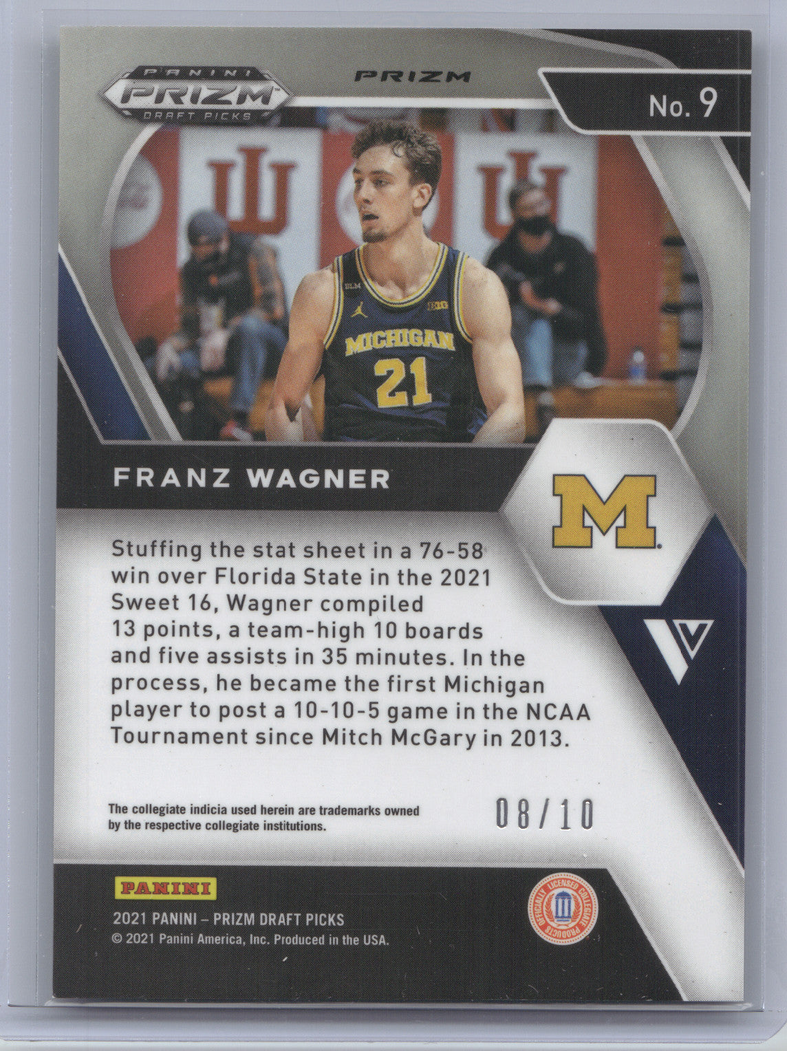2021 Panini Prizm Draft Picks Franz Wagner #9 Gold 08/10 RC