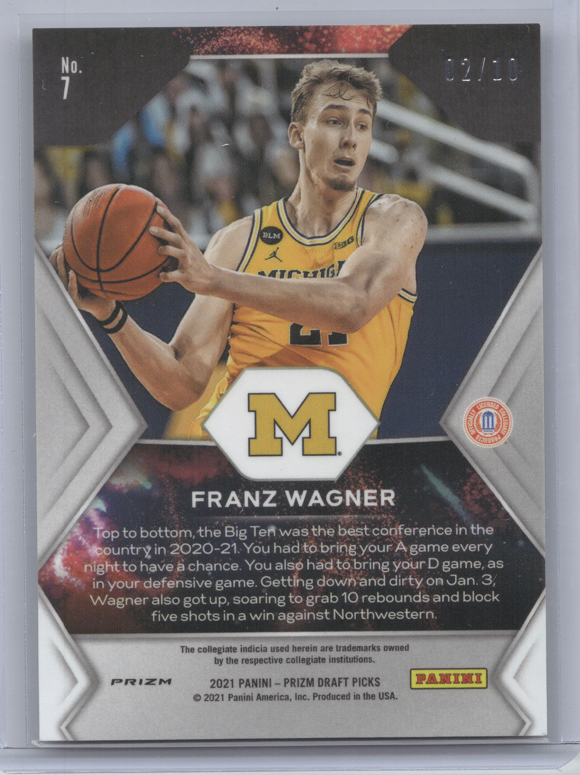 2021 Panini Prizm Draft Picks Fireworks Franz Wagner #7 Gold RC 02/10