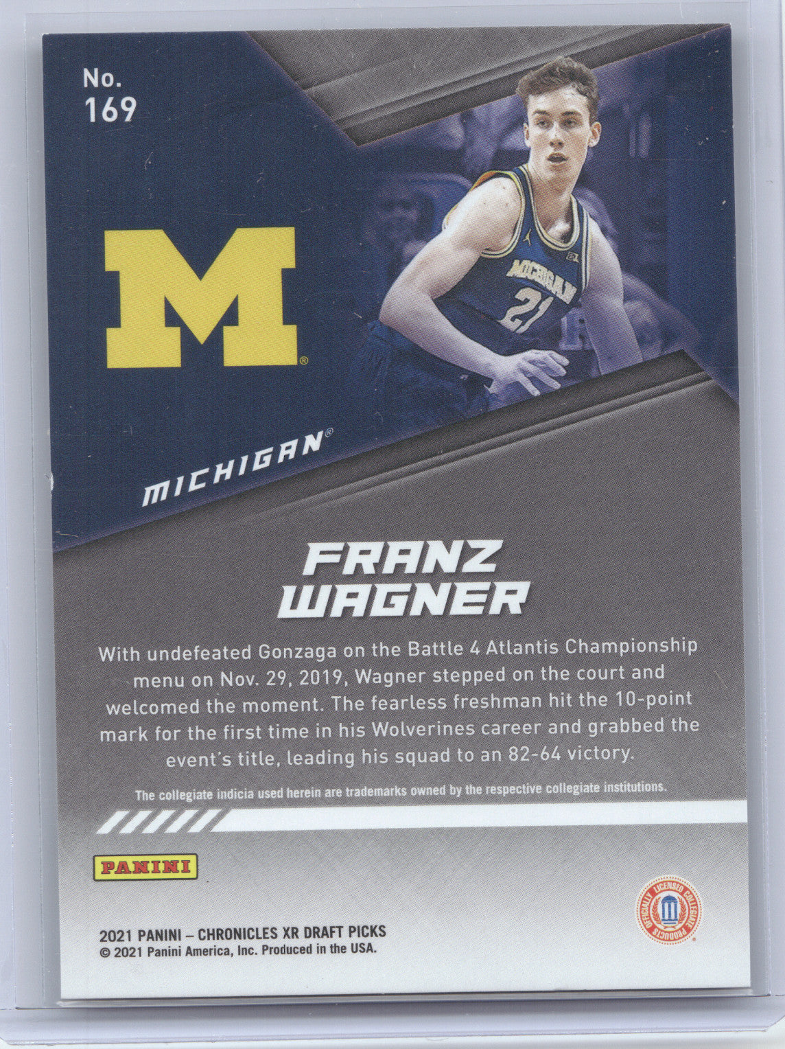 2021 Panini Chronicles XR Draft Picks Franz Wagner #169 Gold 08/10 RC
