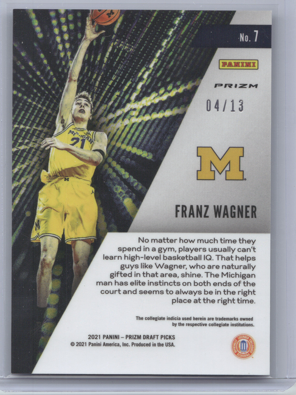2021 Panini Prizm Draft Picks Instant Impact Franz Wagner #7 Blue Shimmer 04/13