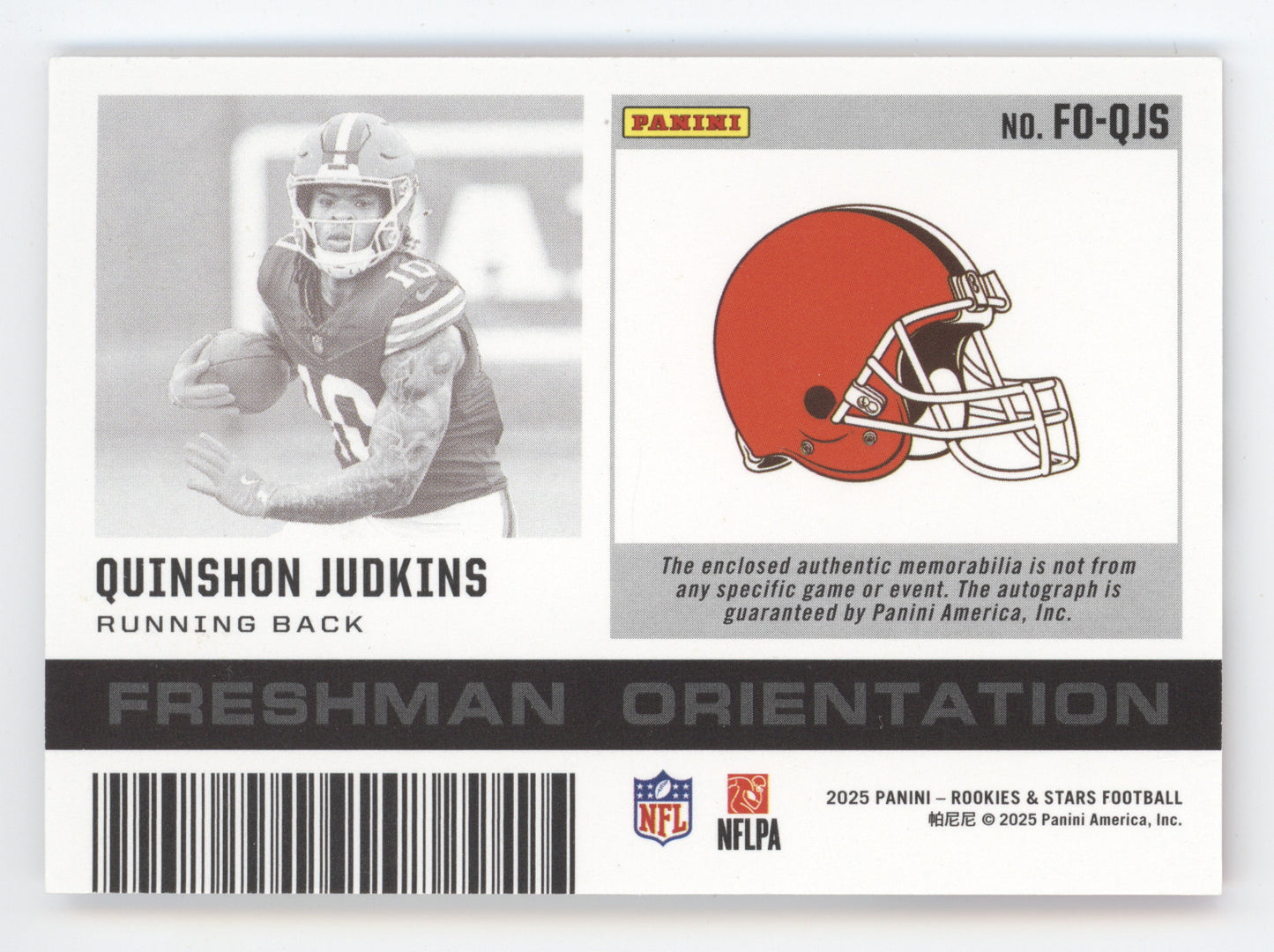 2025 Panini Rookies & Stars Freshman Orientation Quinshon Judkins #QJS Red 85/99