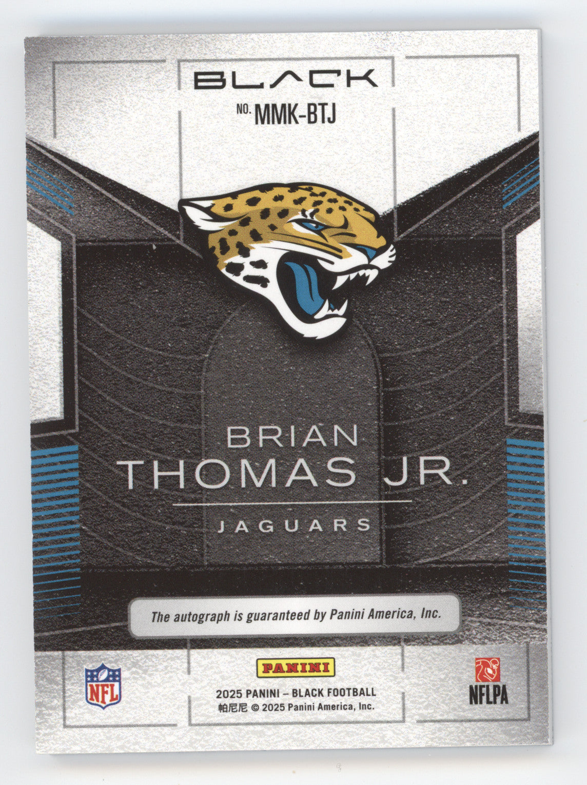 2025 Panini Black Metallic Marks Brian Thomas Jr. #MMK-BTJ Royal 77/99