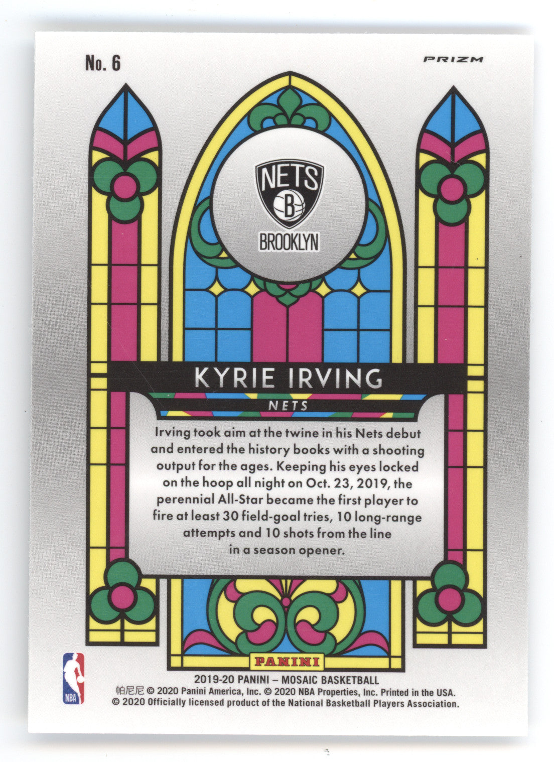 2019 Panini Prizm Mosaic Stained Glass Kyrie Irving #6