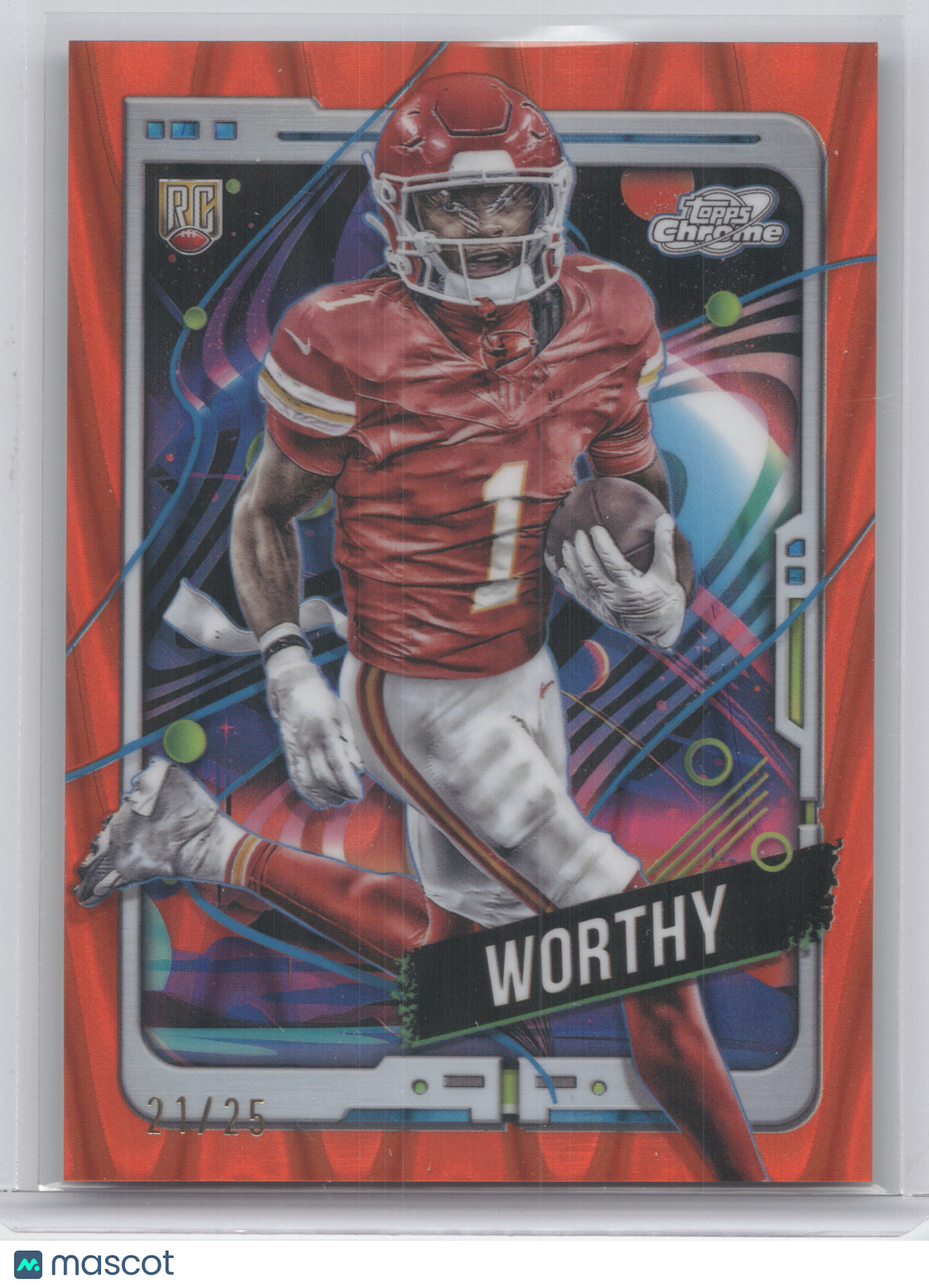 2024 Topps Cosmic Chrome Xavier Worthy #146 Orange Galactic RC 21/25