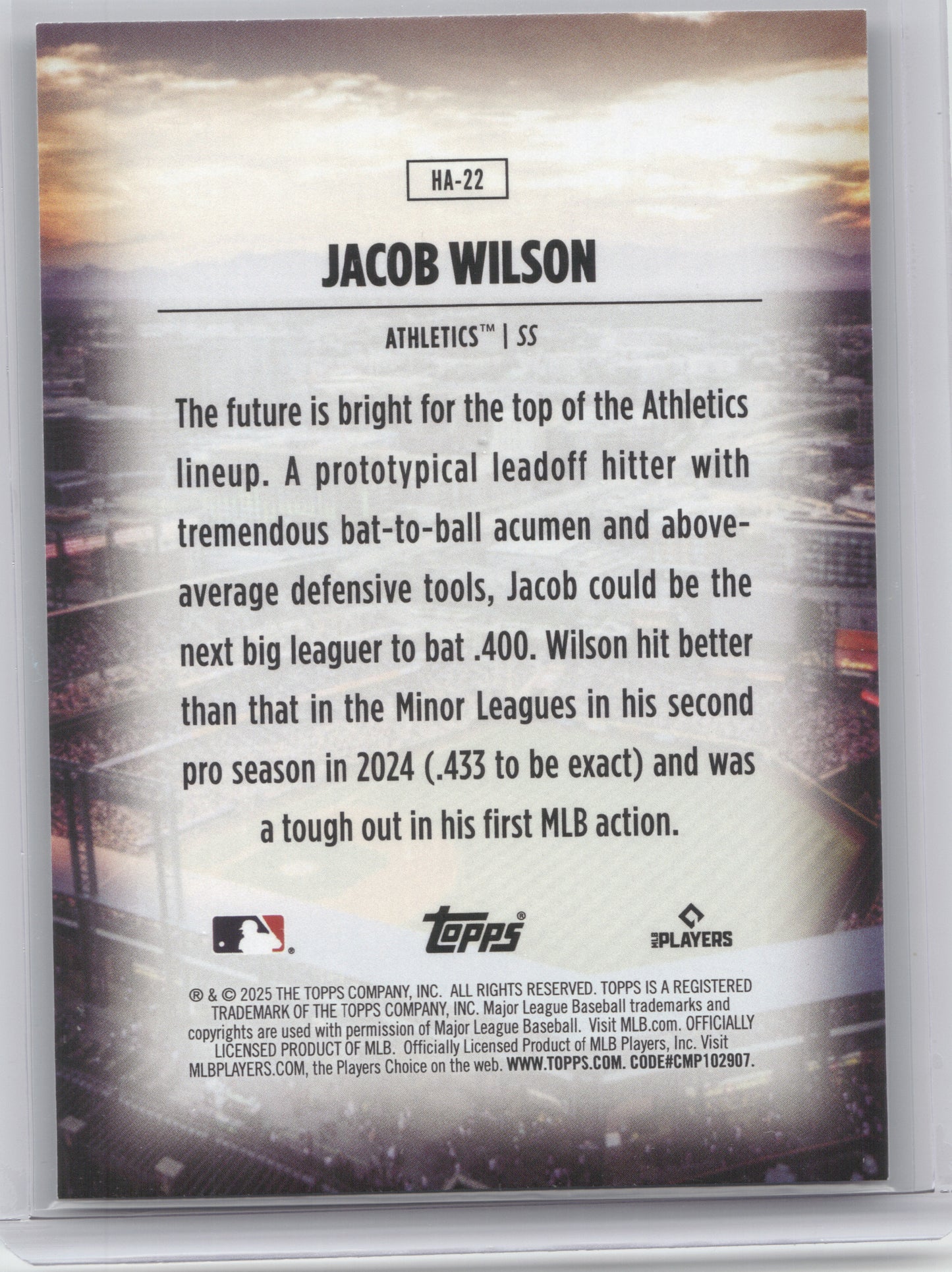 2025 Topps Home Field Advantage Jacob Wilson #HA-22 RC