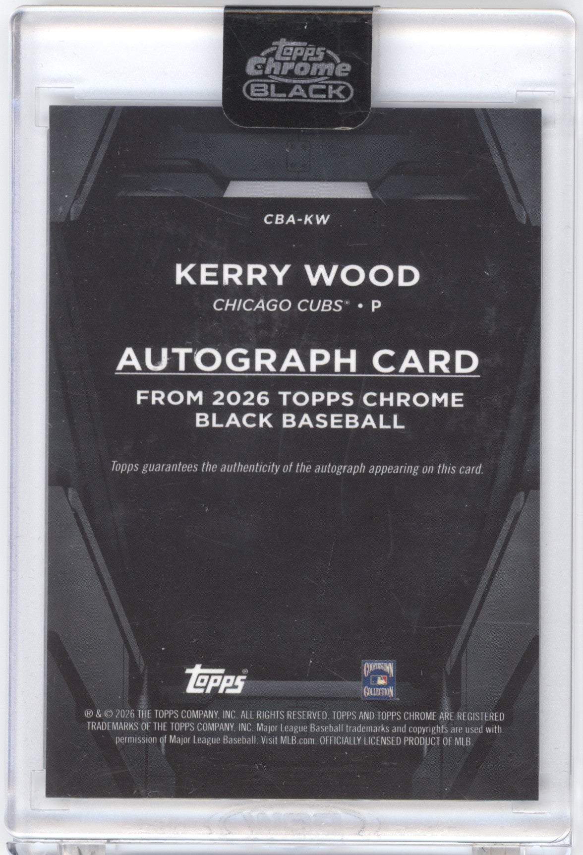 2026 Topps Chrome Black Autograph Kerry Wood #CBA-KW Gold 16/50
