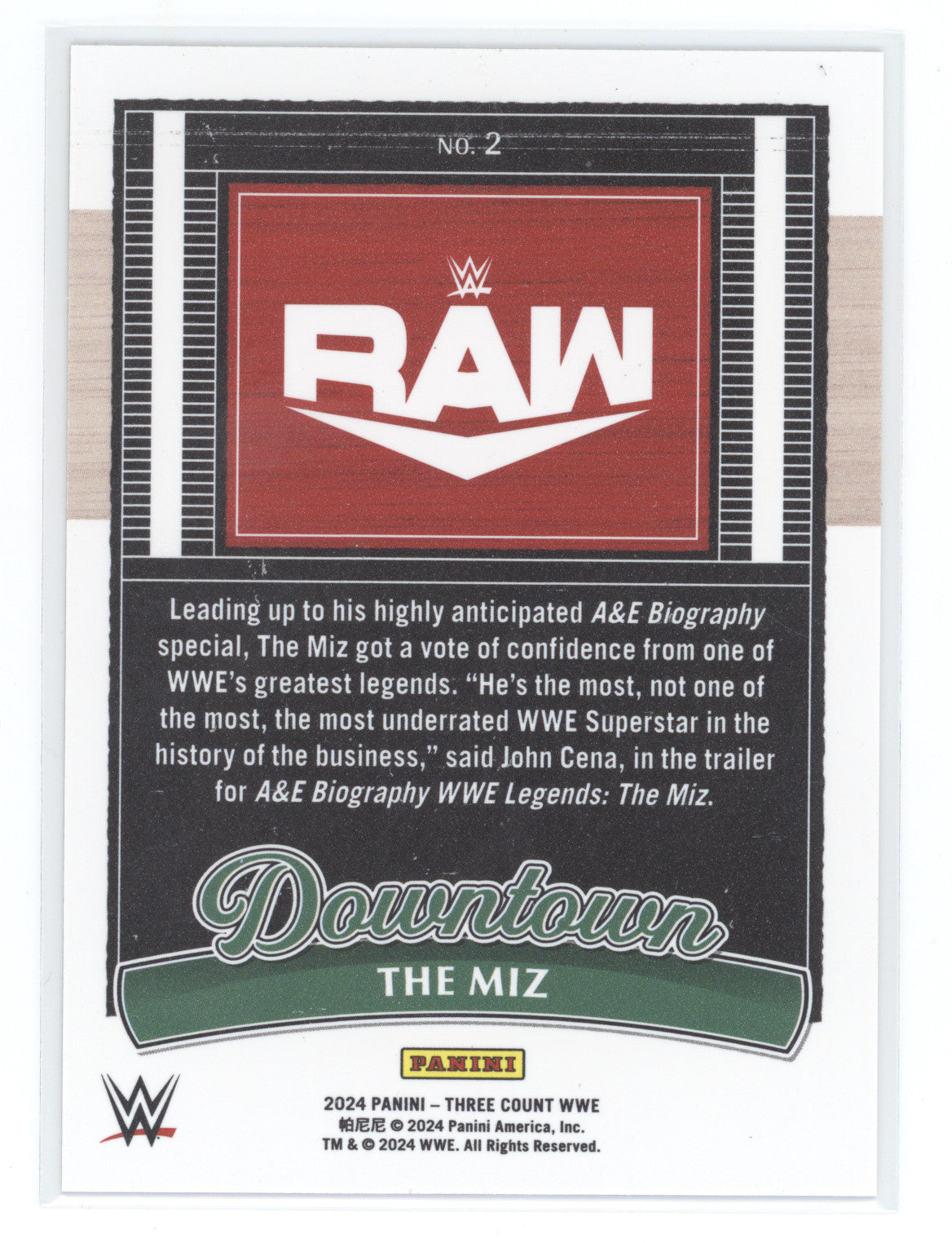2024 Panini Three Count WWE Downtown The Miz #2