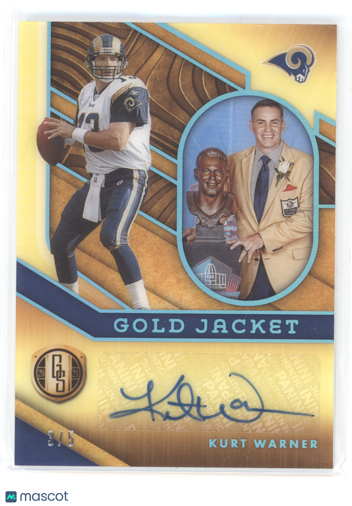 2021 Panini Gold Standard Gold Jacket Signatures Kurt Warner #GJ-KW 3/5
