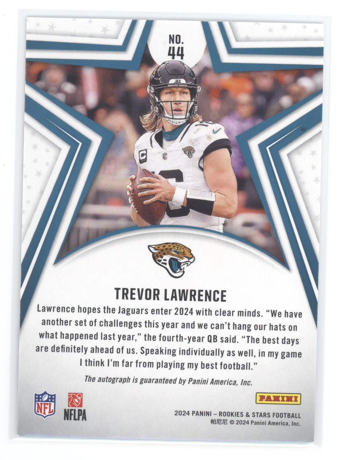 2024 Panini Rookies & Stars Trevor Lawrence #44 Signature Longevity 21/25