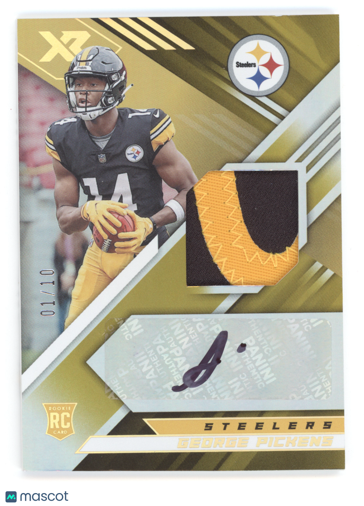 2022 Panini XR Signatures George Pickens #RSA-GP Gold Patch 01/10 RC Memorabilia