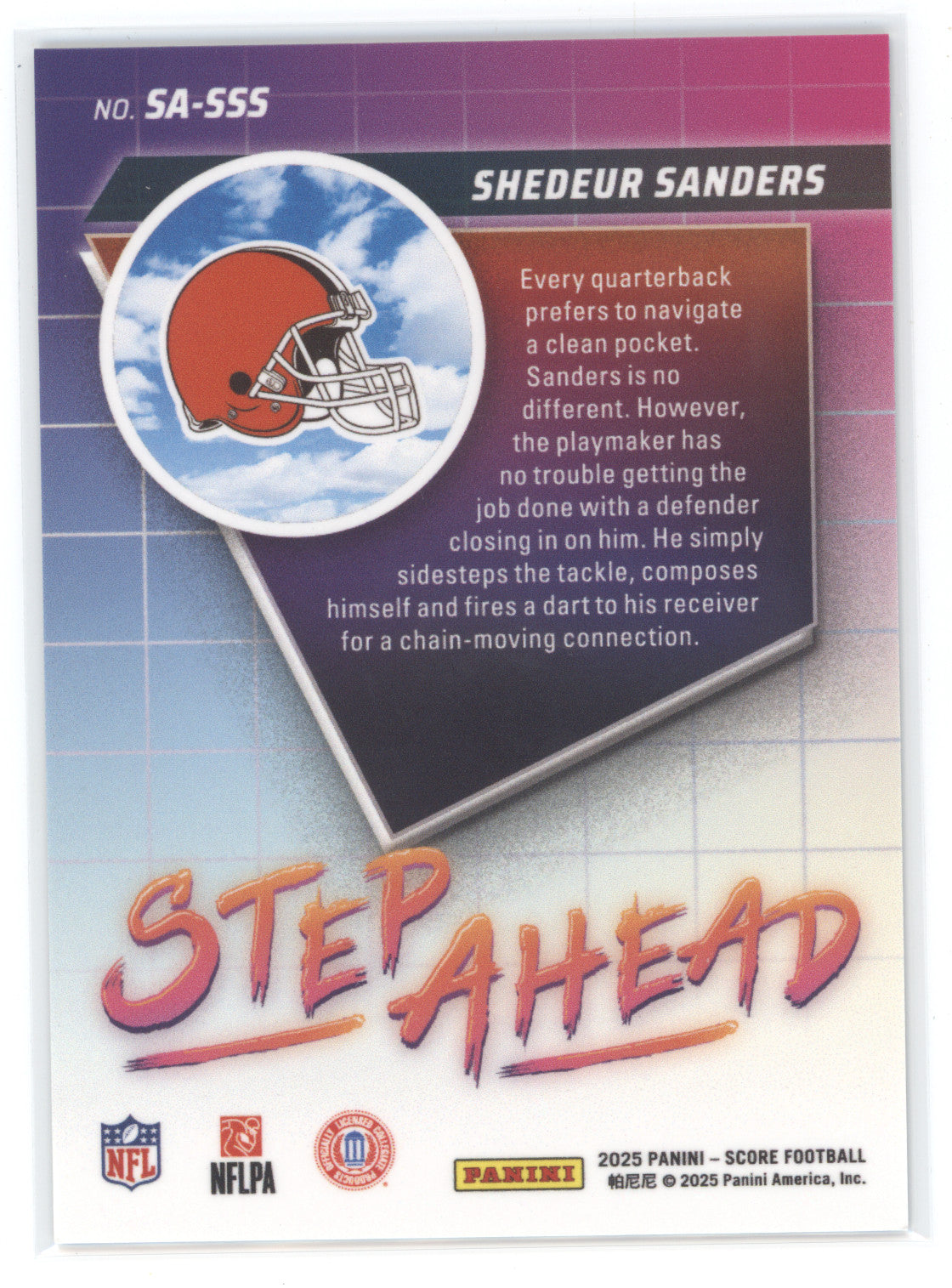 2025 Panini Score Football Step Ahead Shedeur Sanders #SA-SSS RC