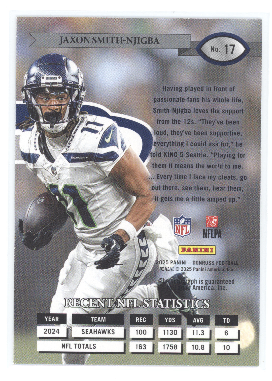 2025 Panini Donruss Retro 1995 Autograph Jaxon Smith-Njigba #17 17/25