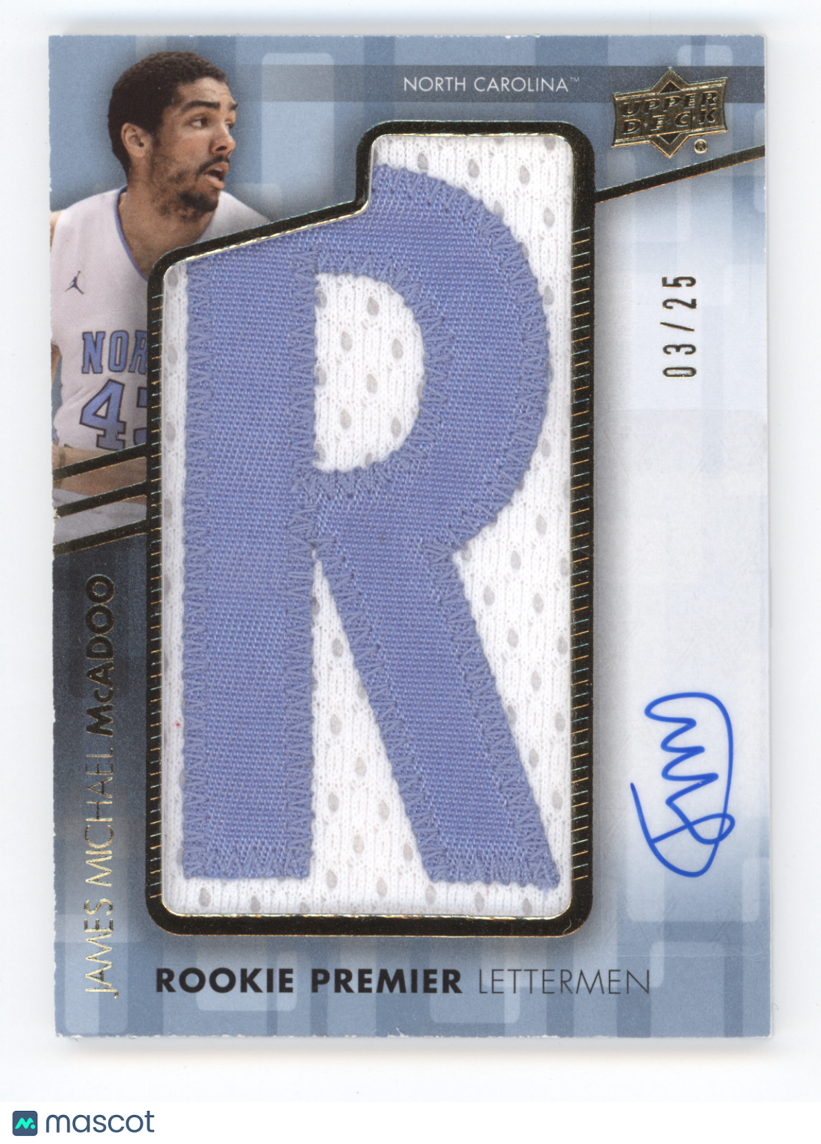 2014 Upper Deck Lettermen James Michael McAdoo #RL-JM Gold Patch Auto 03/25