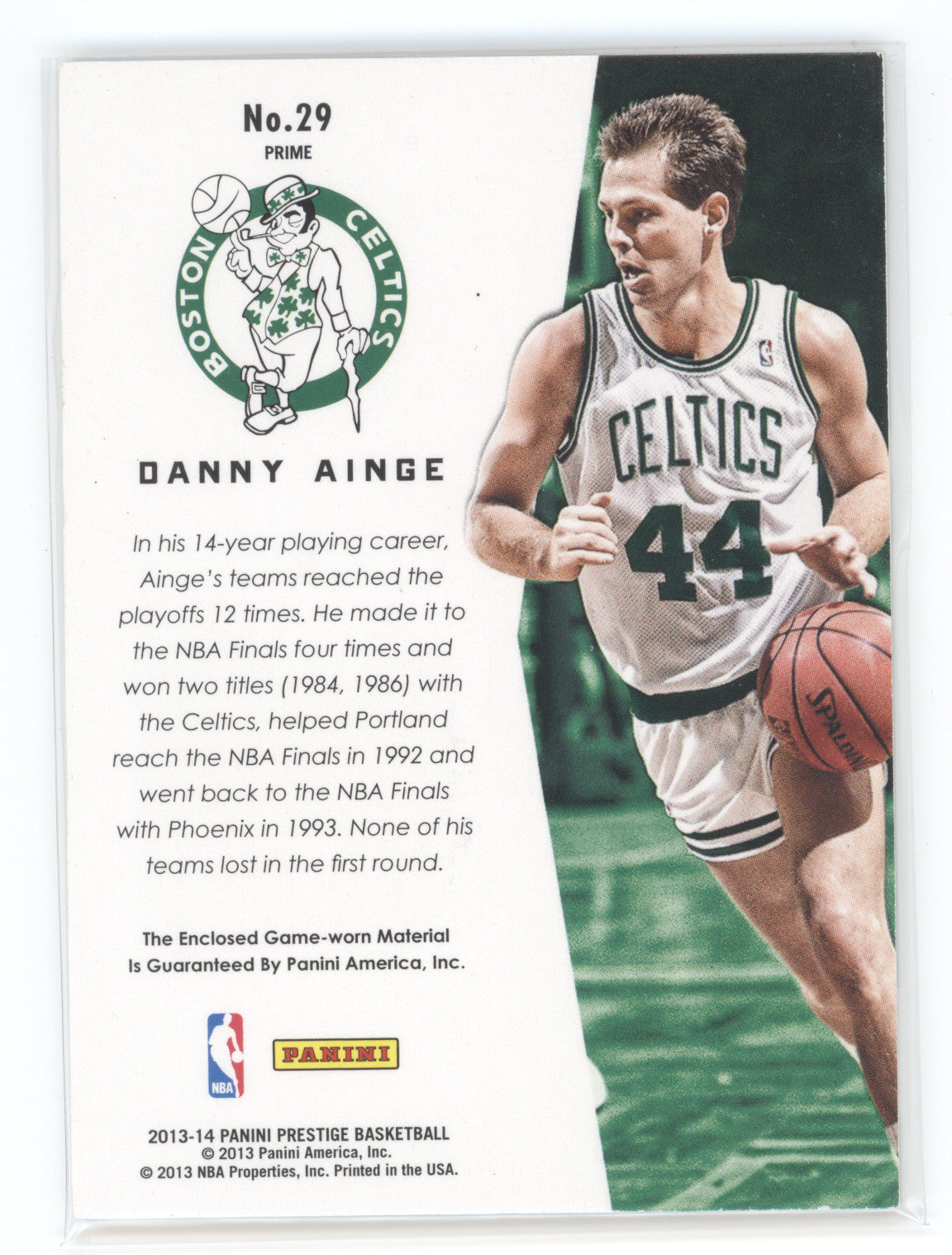 2013 Panini Prestige True Colors Danny Ainge #29 Prime 08/25 Game-worn Material