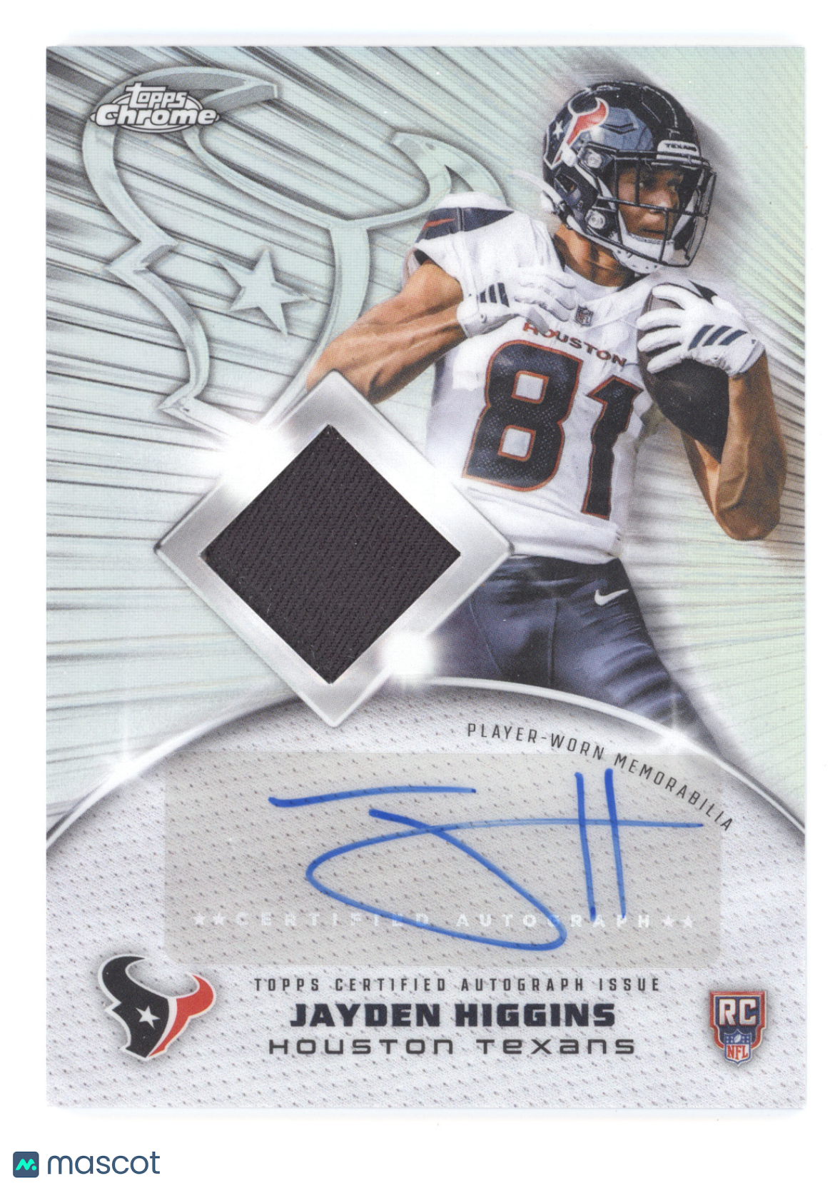 2025 Topps Chrome Jayden Higgins #RPA-JH Player-Worn Rookie Patch Autograph RC