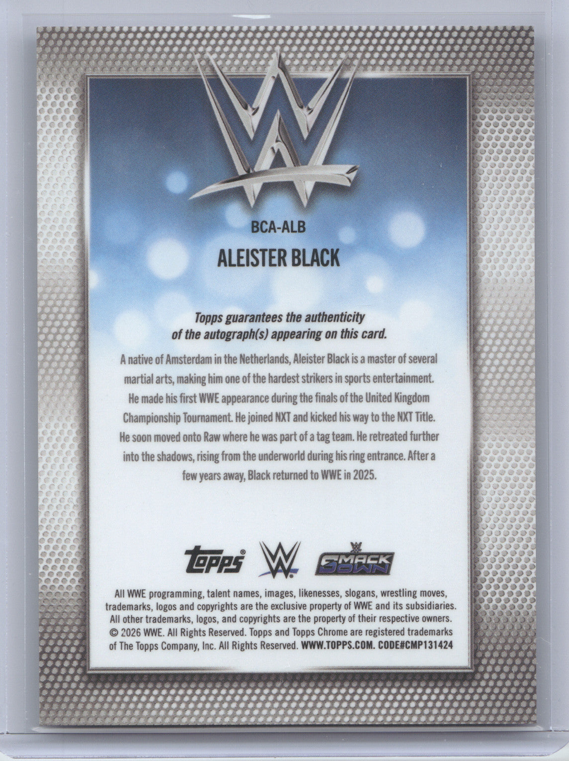 2026 Topps Chrome WWE Autograph Aleister Black #BCA-ALB Black 09/10