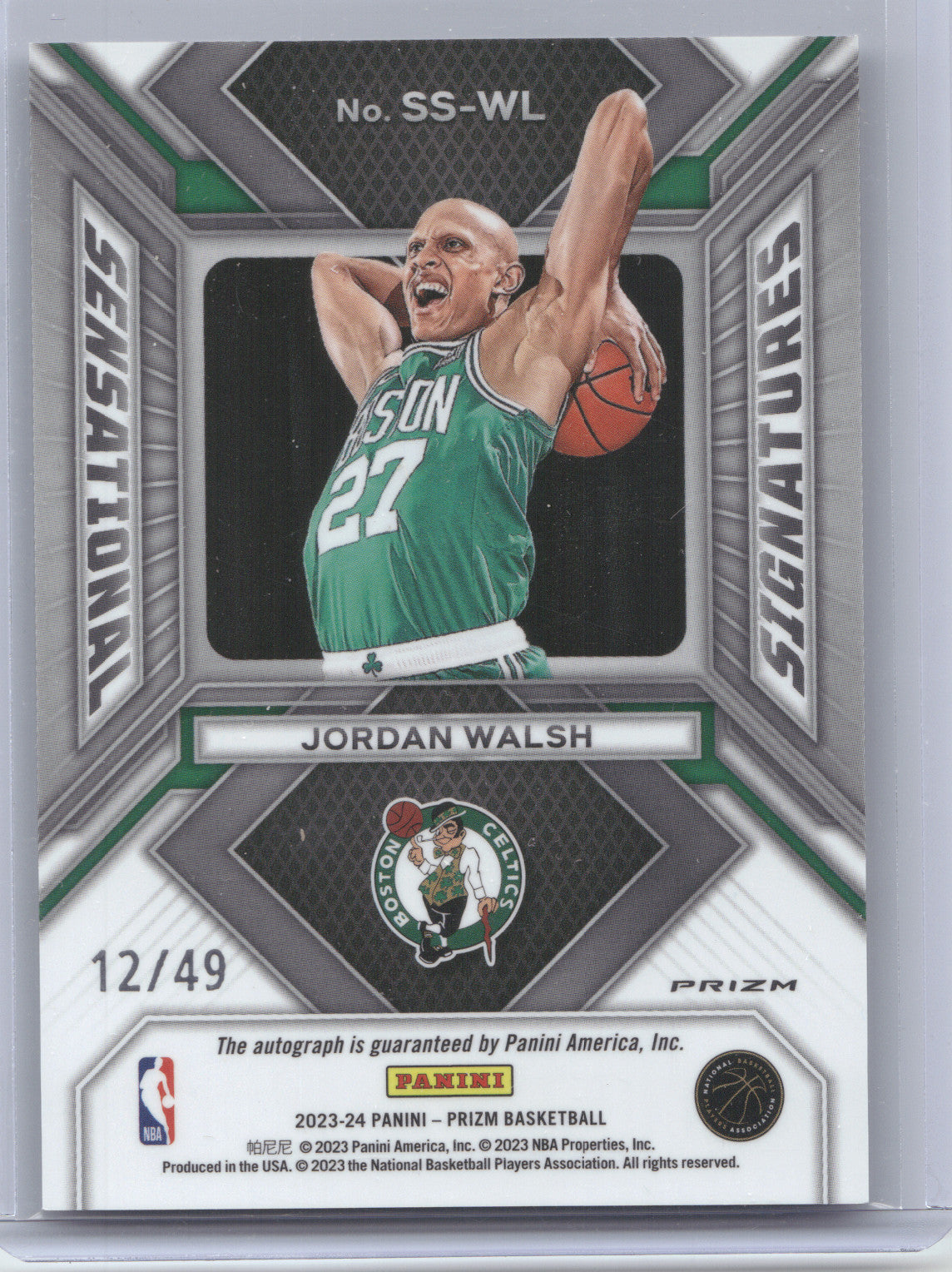 2023 Panini Prizm Sensational Signatures Jordan Walsh #SS-WL Blue RC 12/49