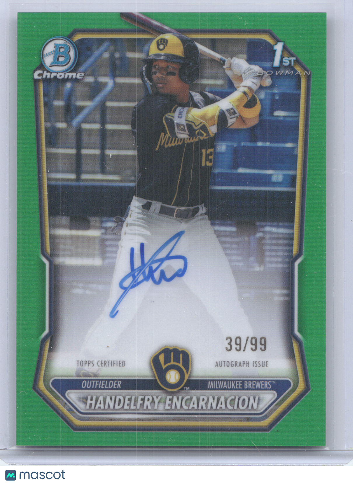 2026 Bowman Chrome Prospect Autograph Handelfry Encarnacion #HE Green Ref. 39/99
