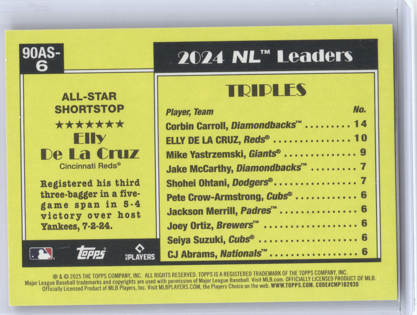 2025 Topps 1990 All-Star Elly De La Cruz #90AS-6