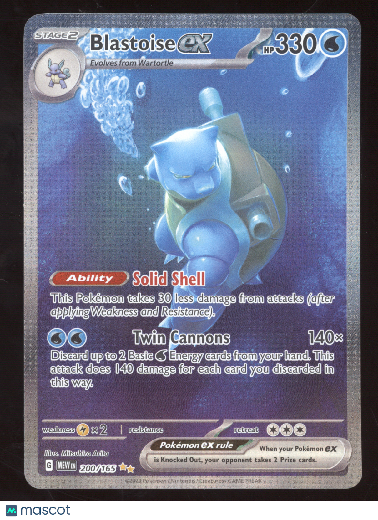 2023 Scarlet & Violet 151 Blastoise ex Secret Rare #200/165