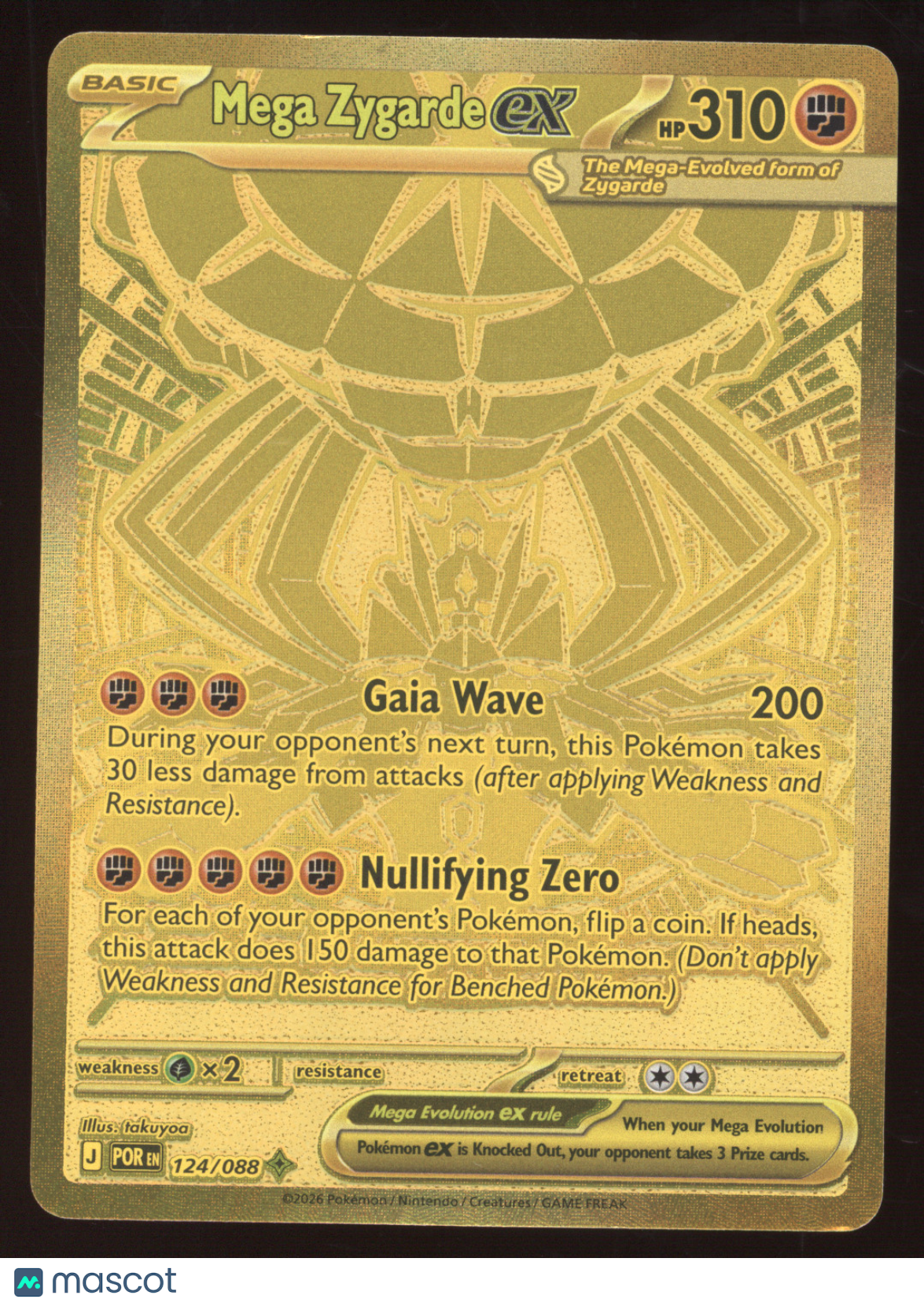 2026 Mega Evolution Perfect Order Mega Zygarde ex Gold Mega Hyper Rare #124/088