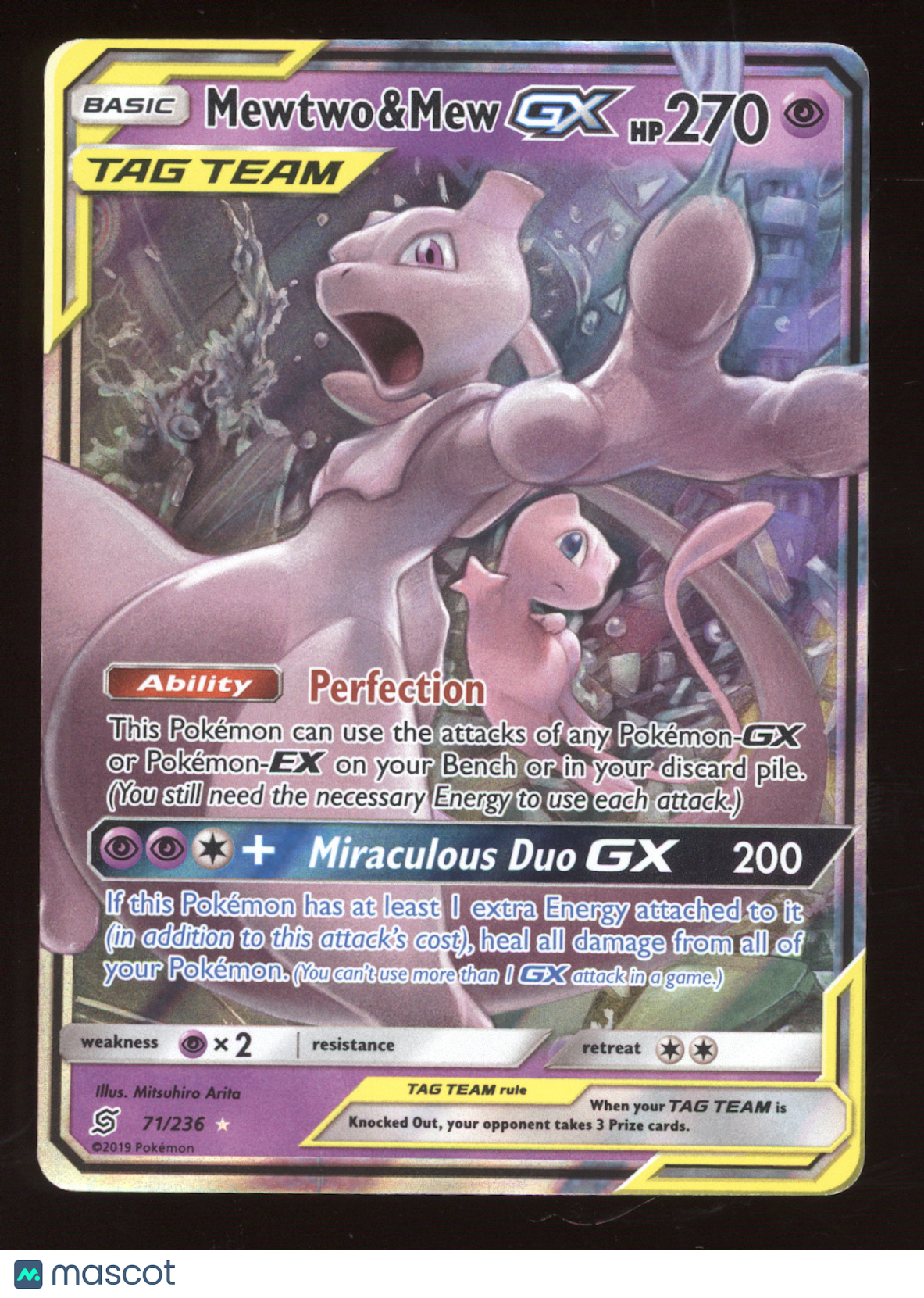 2019 Unified Minds Mewtwo & Mew GX Holo Rare #71/236