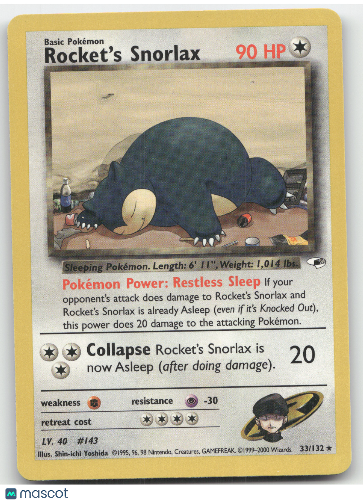 2000 Gym Heroes Rocket's Snorlax Rare #33/132