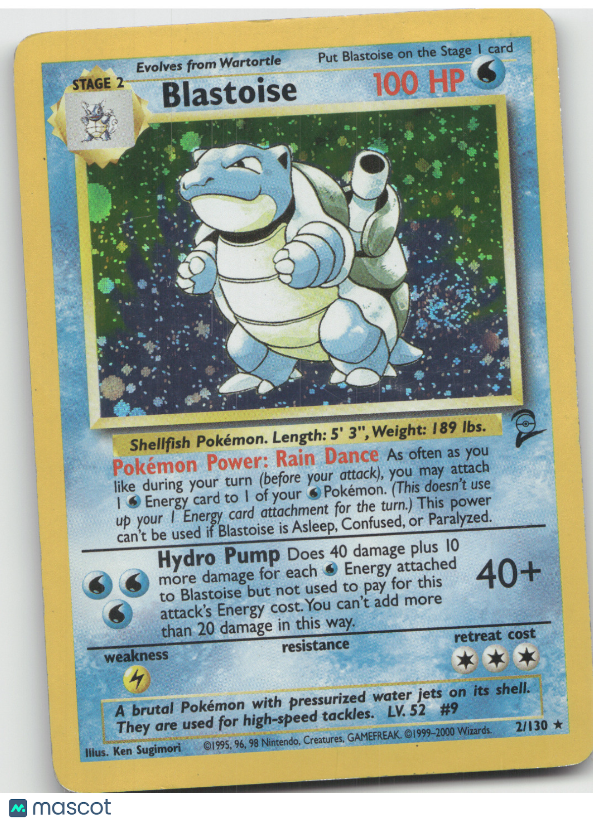 2000 Base Set 2 Blastoise Holo Rare #2/130