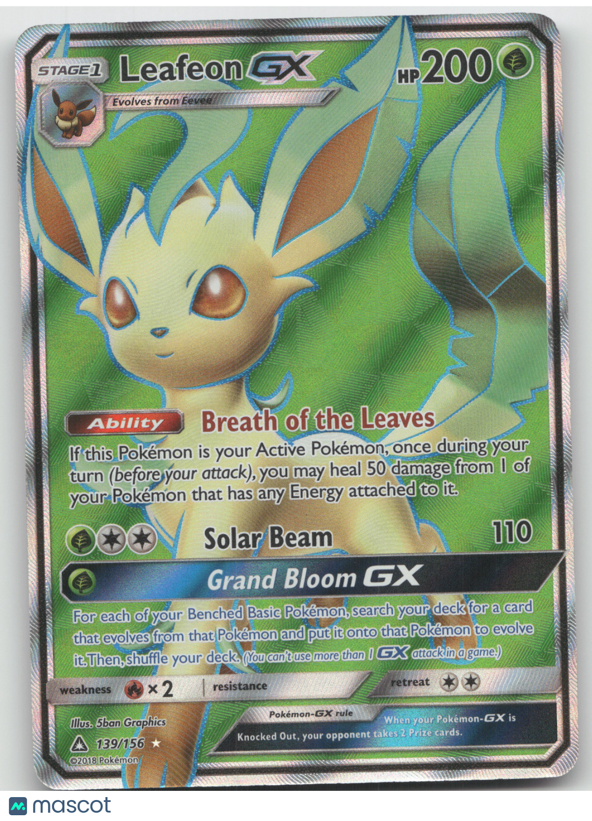 2018 Ultra Prism Leafeon GX Rare Ultra #139/156
