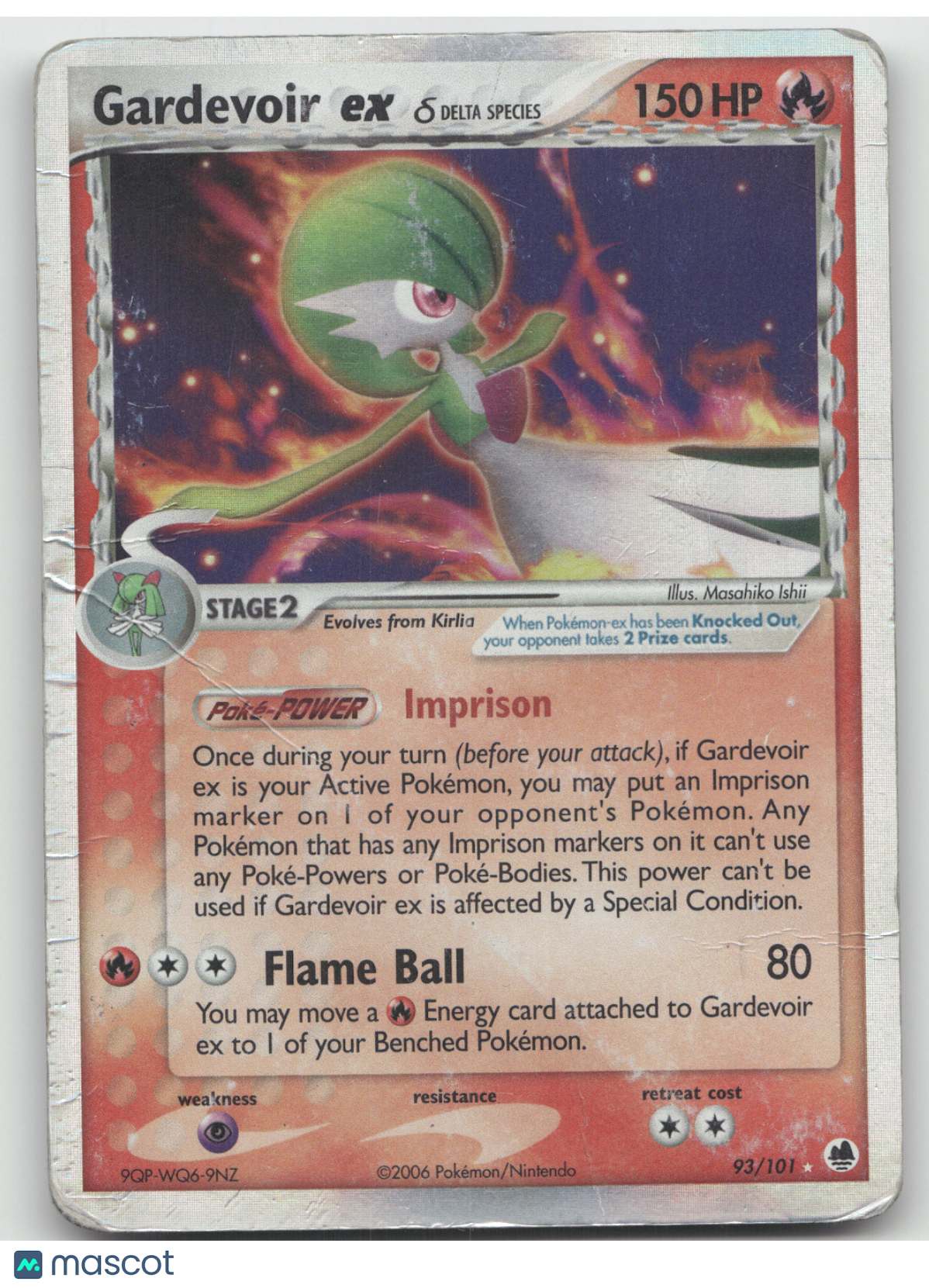 2007 EX Dragon Frontiers Gardevoir ex Ultra Rare #93/101