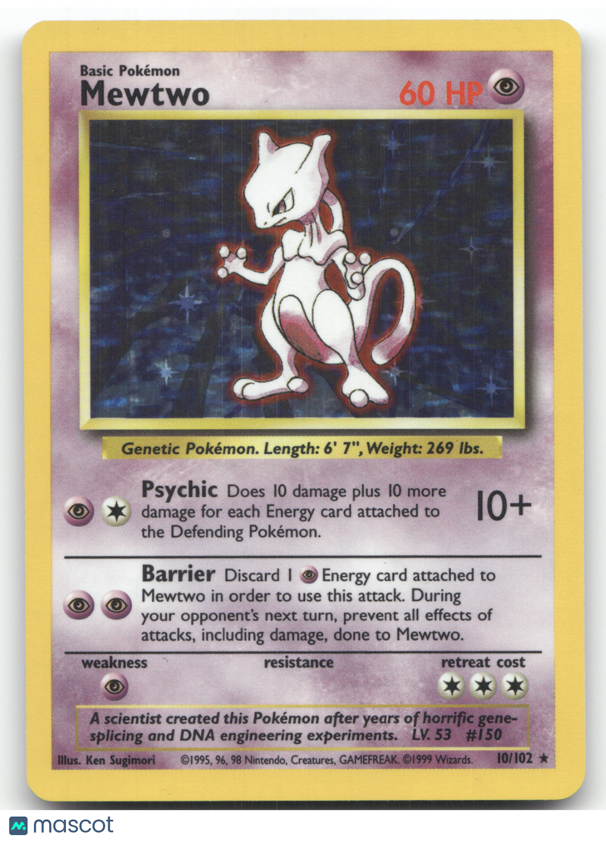 1999 Base Set Mewtwo Holo Rare #10/102