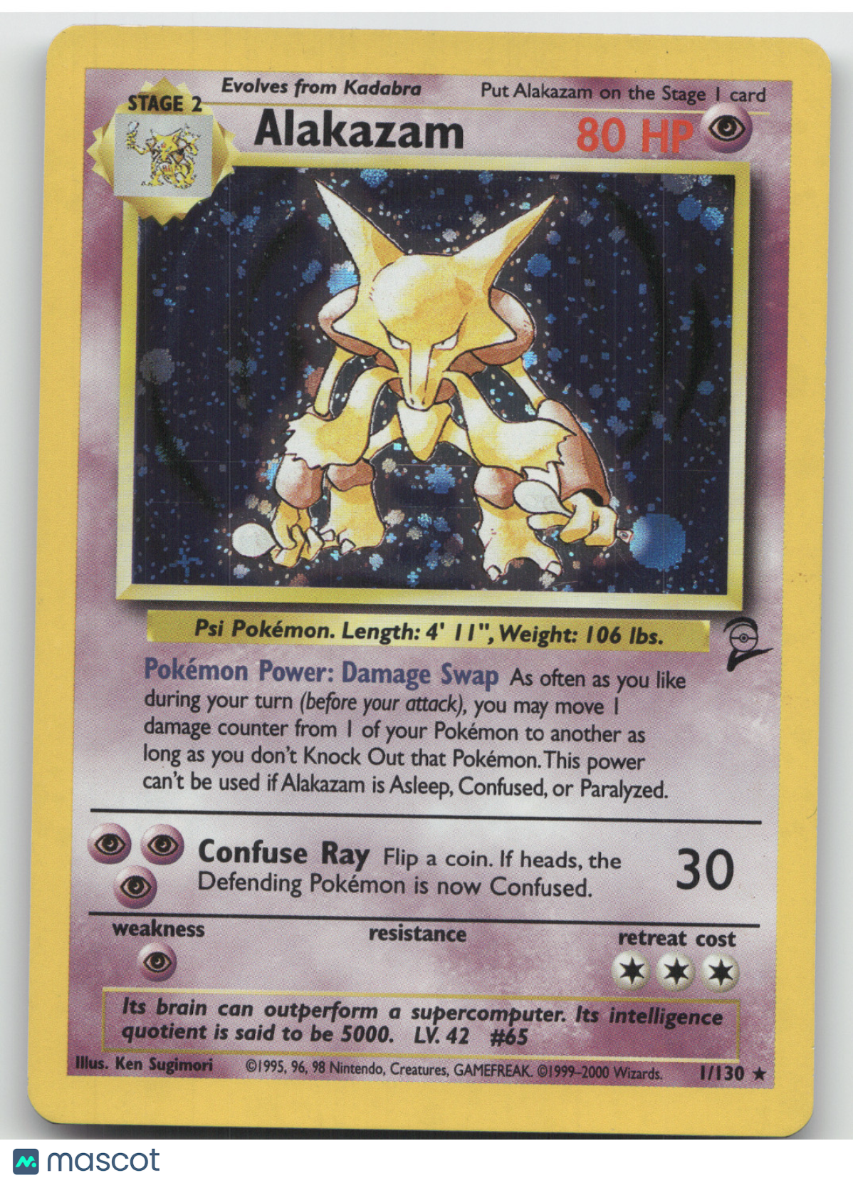 2000 Base Set 2 Alakazam Holo Rare #1/130