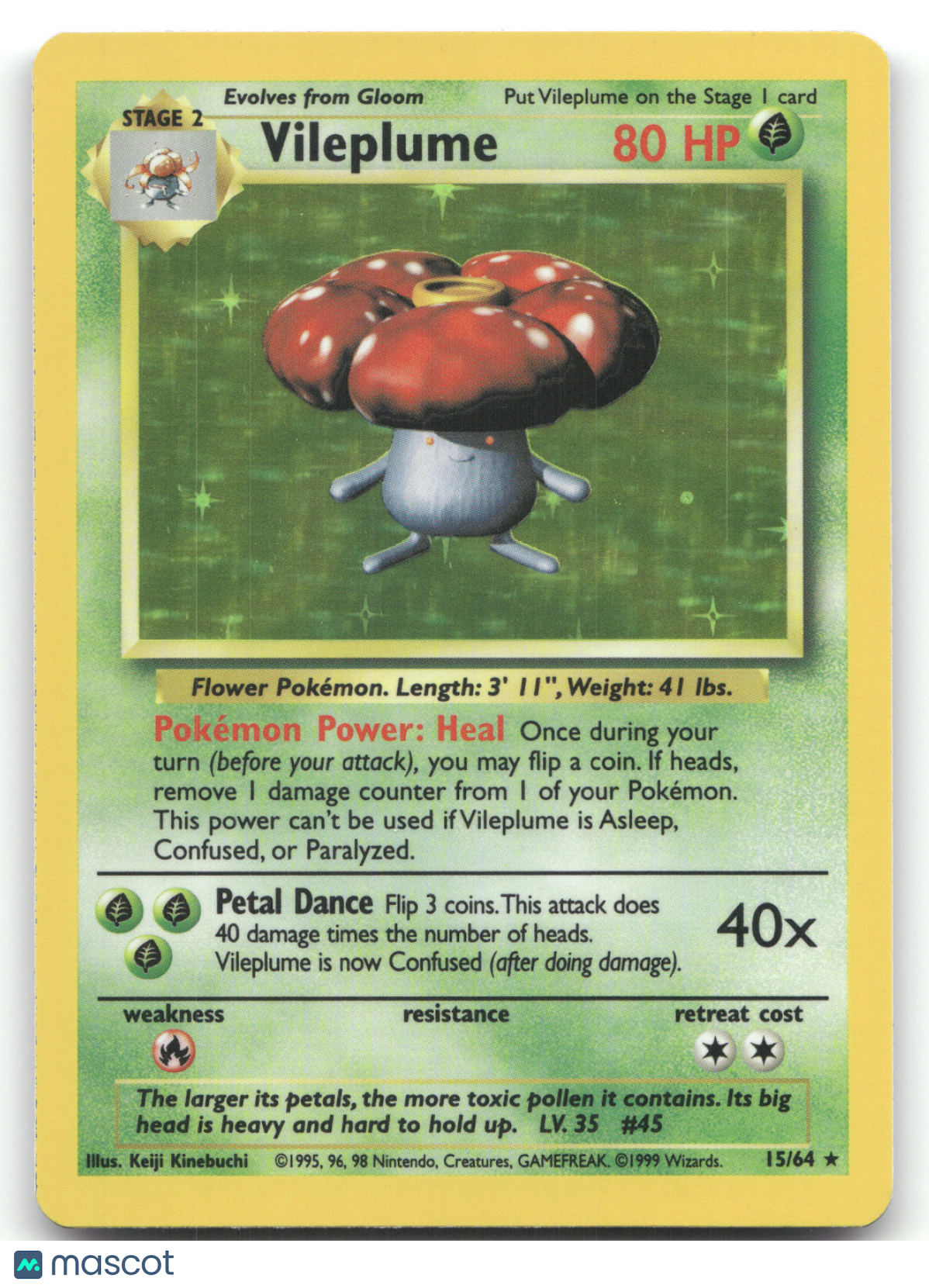 1999 Jungle Vileplume Holo Rare #15/64