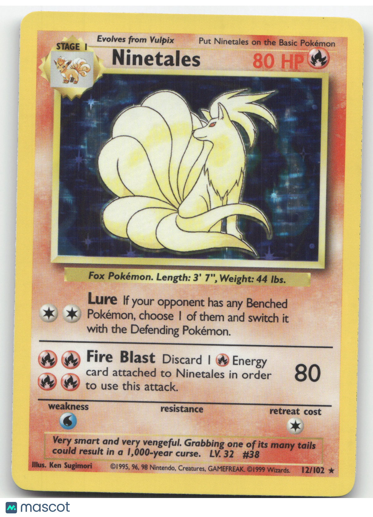1999 Base Set Ninetales Holo Rare #12/102