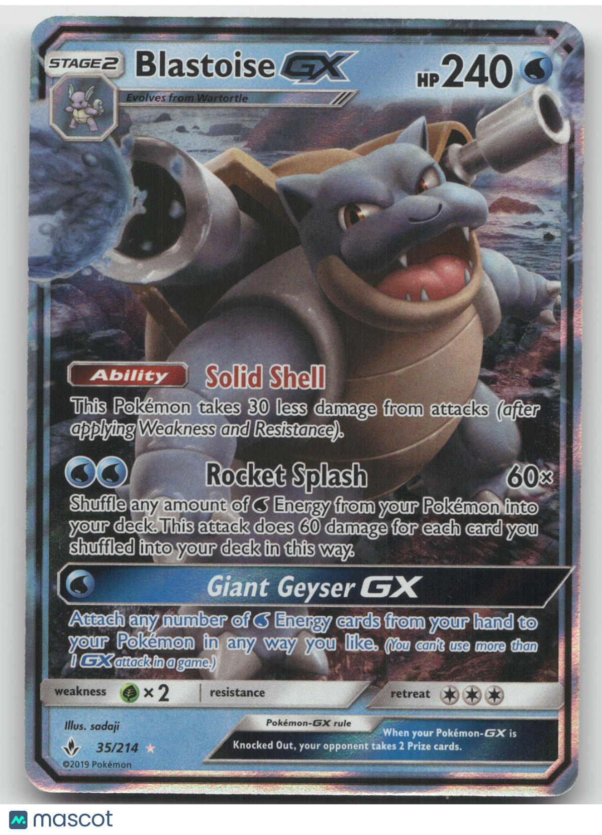2019 Unbroken Bonds Blastoise GX Holo Rare #35/214