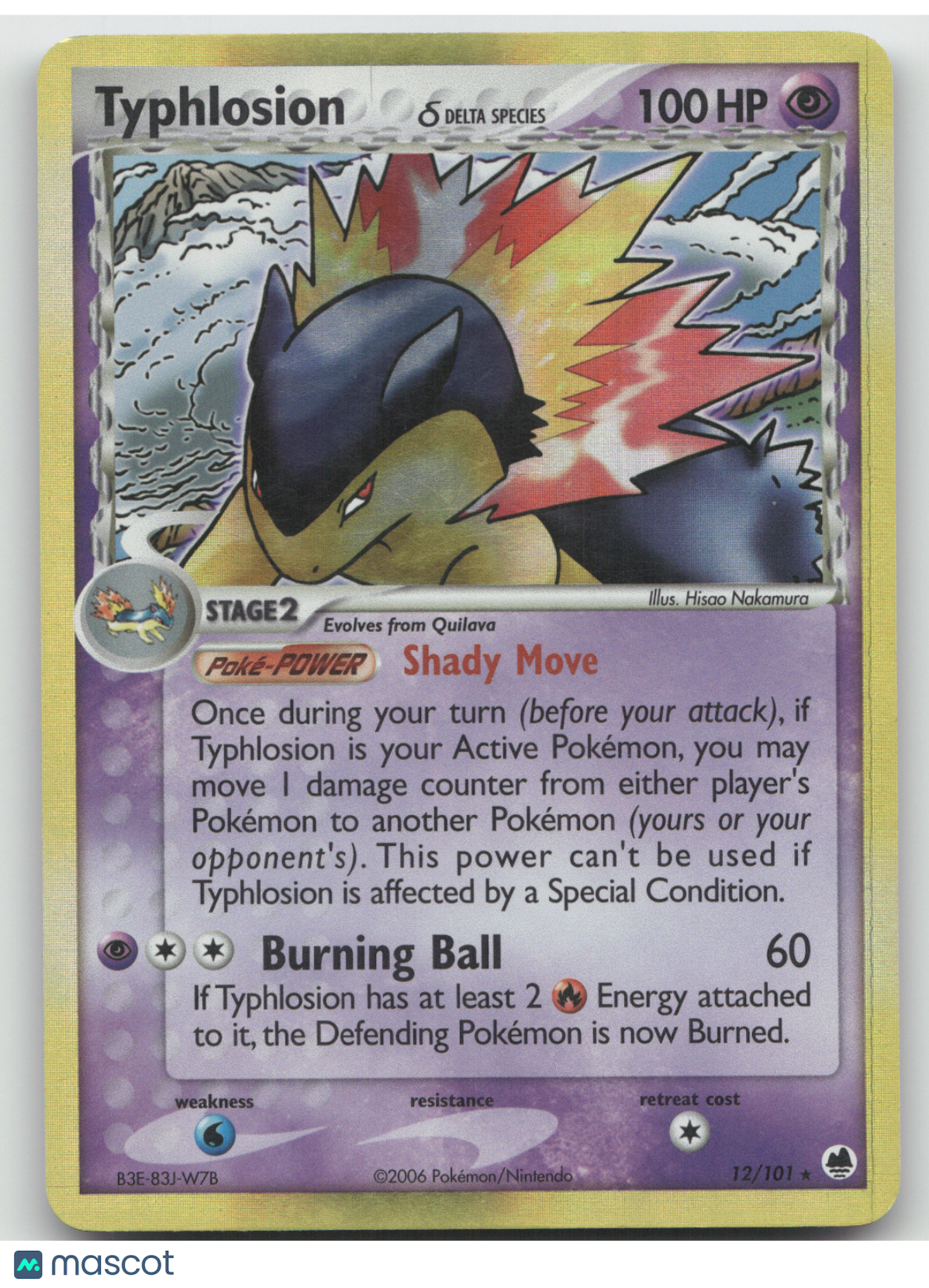 2006 EX Dragon Frontiers Typhlosion Holo Rare #12/101