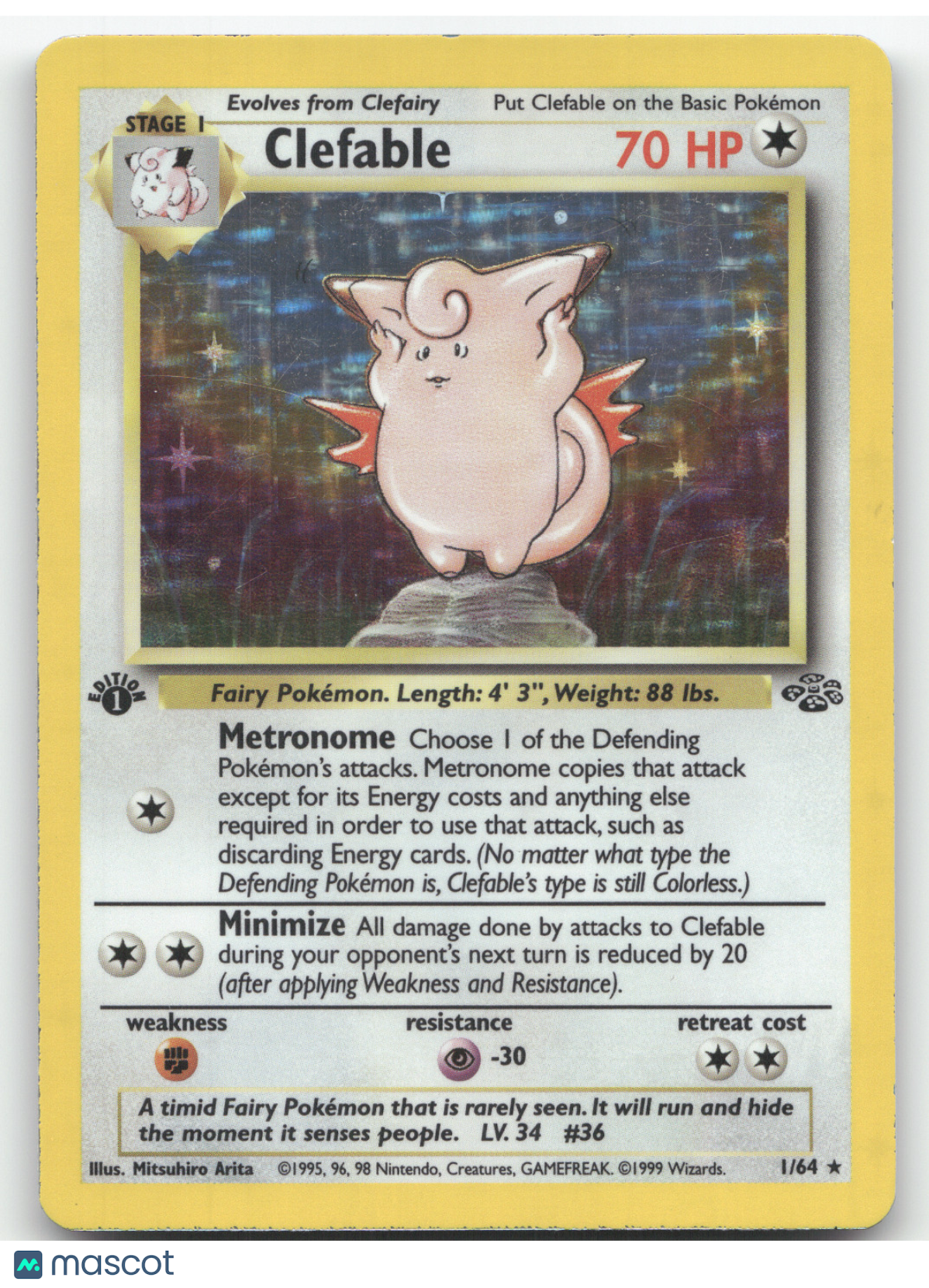 1999 Jungle Clefable 1st Edition Holo Rare #1/64