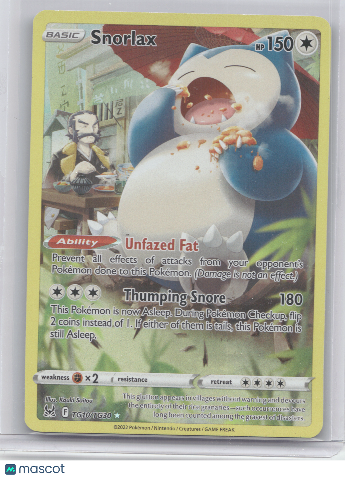 2022 Lost Origin Snorlax Holo Rare #TG10/TG30