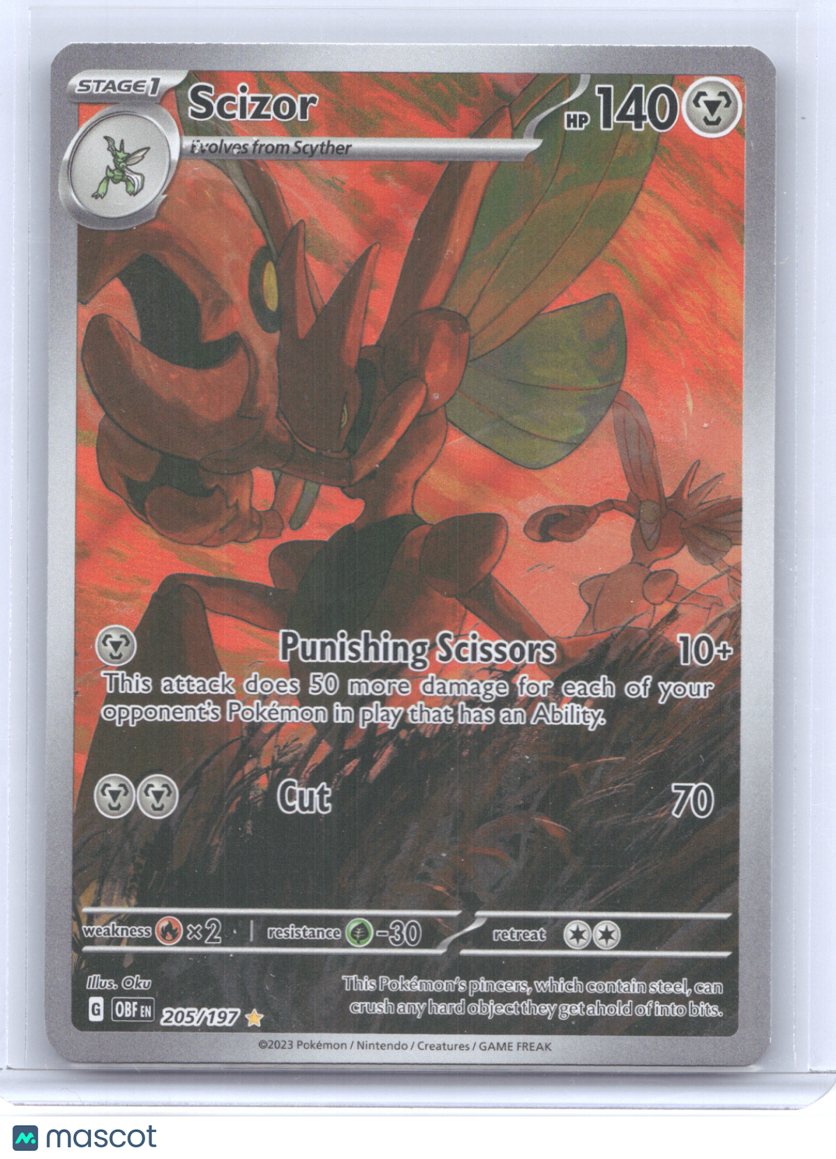 2023 Obsidian Flames Scizor Secret Rare #205/197