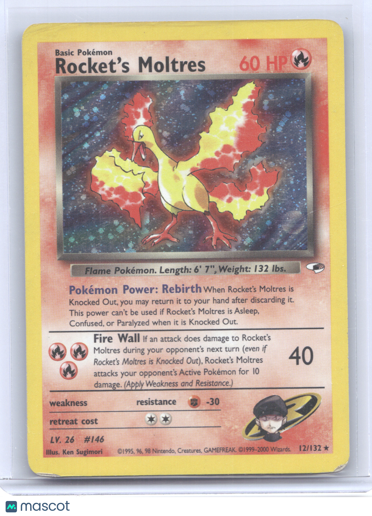 2000 Gym Heroes Rocket's Moltres Holo Rare #12/132