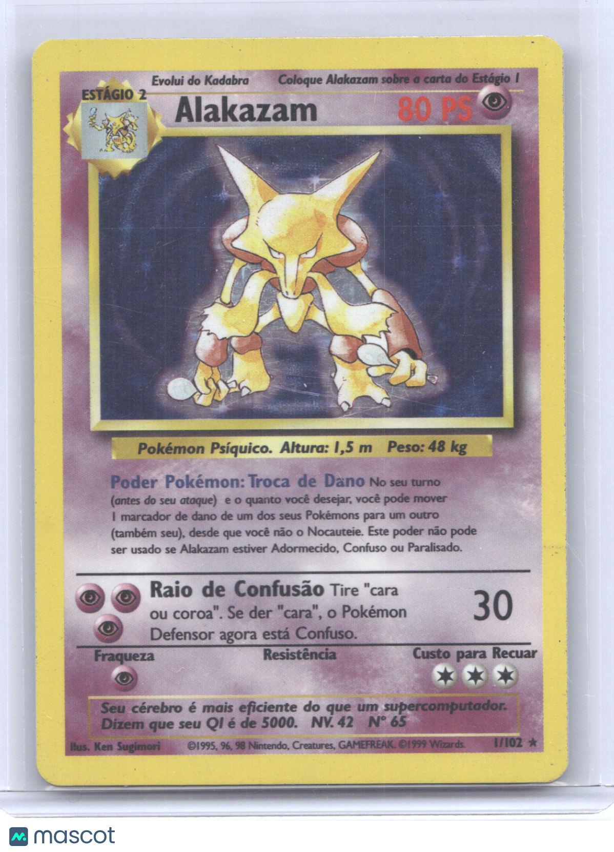 1999 Base Set Alakazam Holo Rare Portuguese #1/102