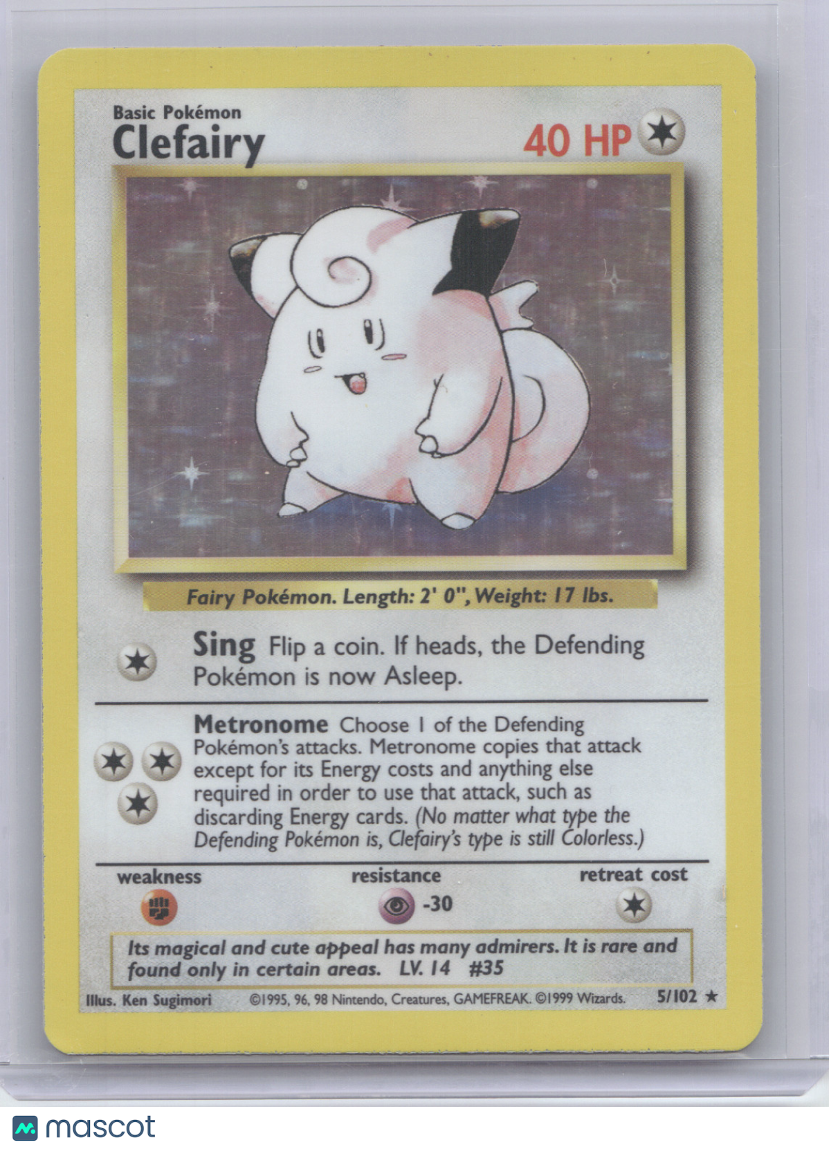 1999 Base Set Clefairy Holo Rare #5/102