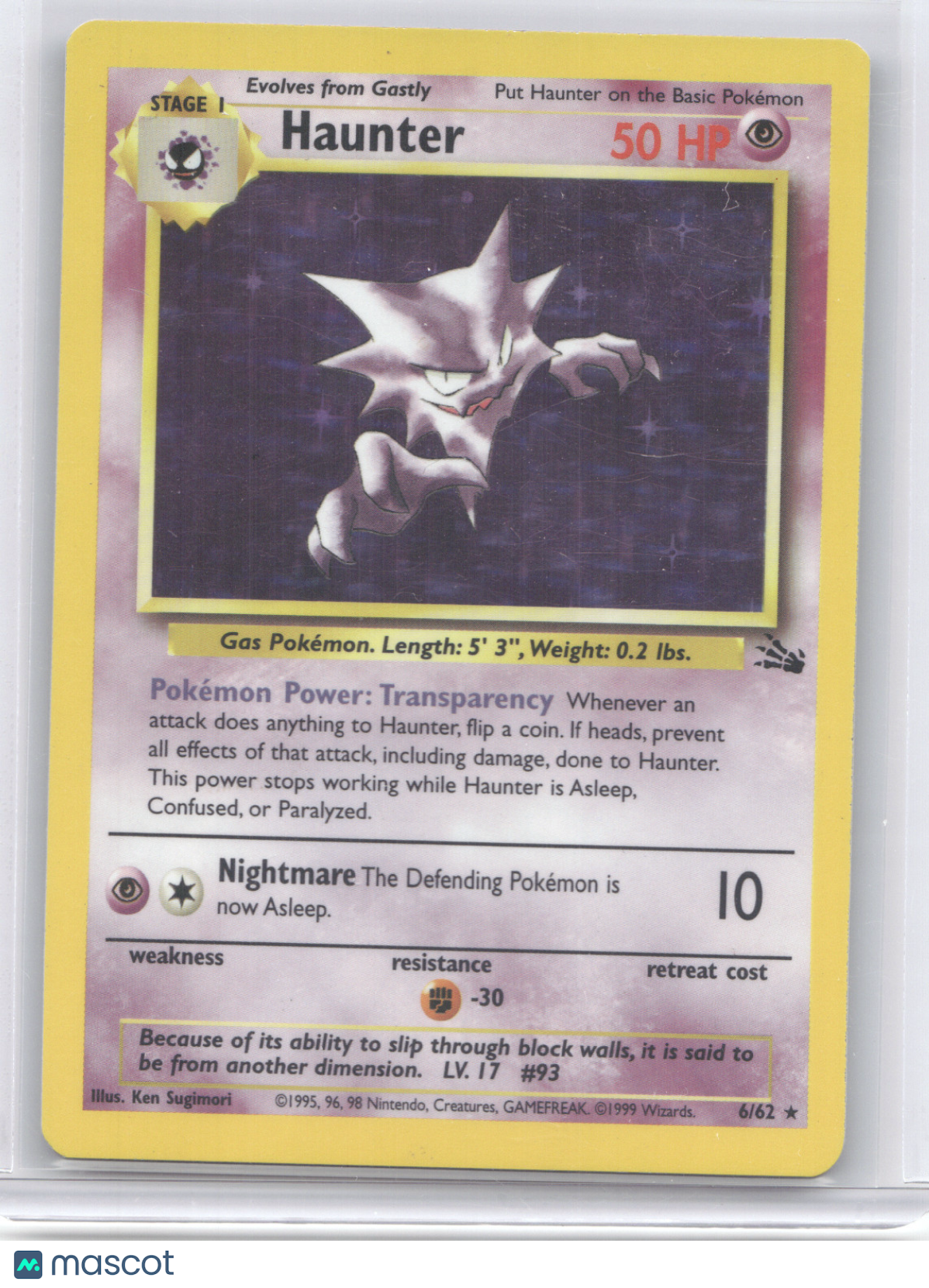 1999 Fossil Haunter Holo Rare #6/62