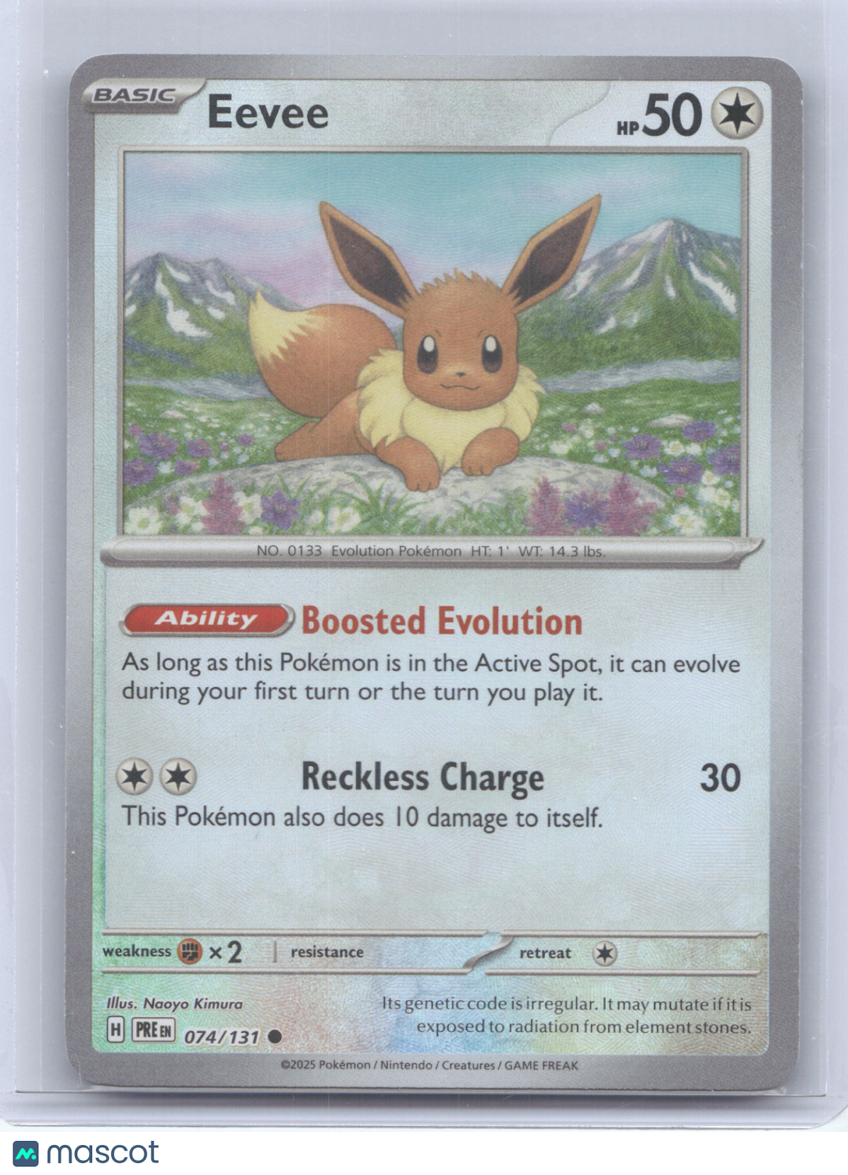 2025 Prismatic Evolutions Eevee Master Ball Reverse Holo #074/131
