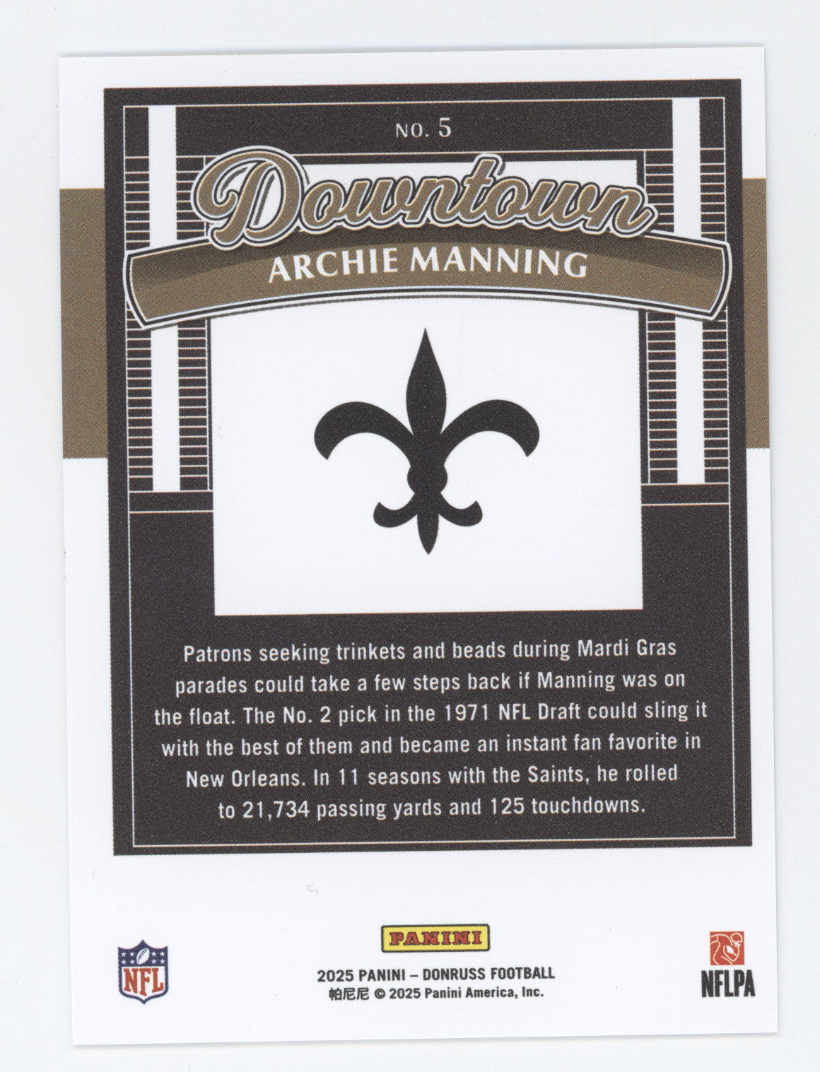 2025 Panini Donruss Downtown Archie Manning #5