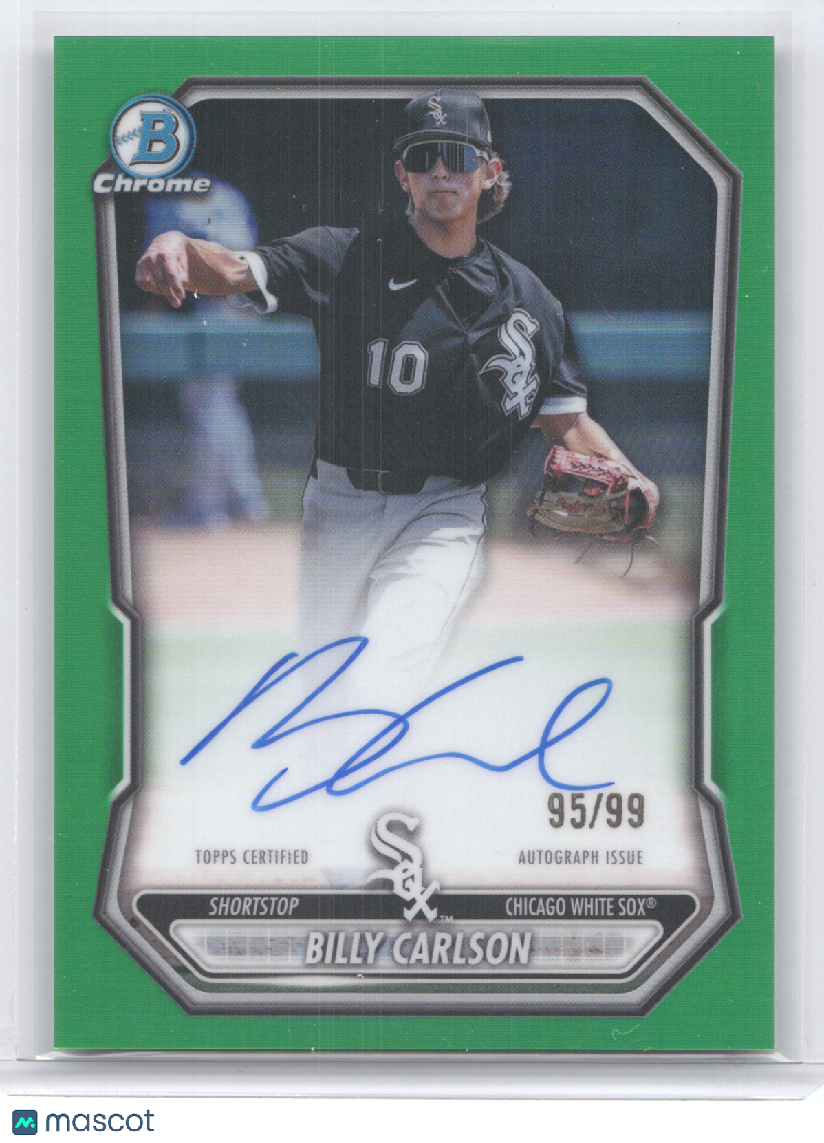 2026 Bowman Chrome Prospect Autograph Billy Carlson #CPABC Green Refractor 95/99