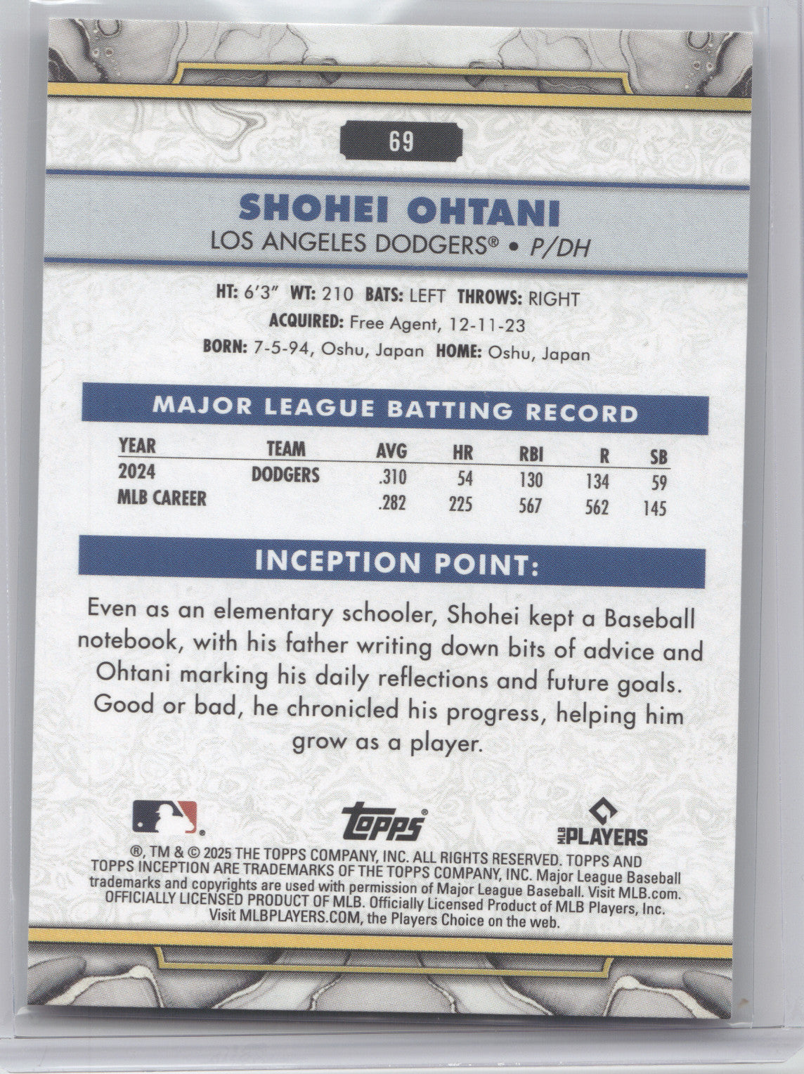 2025 Topps Inception Shohei Ohtani #69