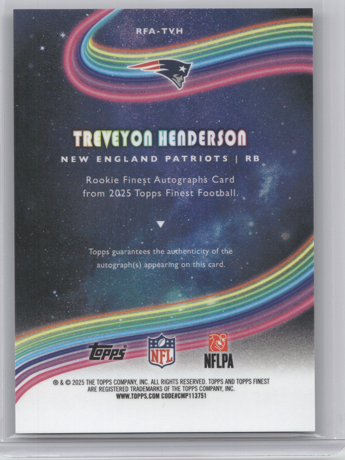2025 Topps Finest Autographs TreVeyon Henderson #RFA-TVH RC