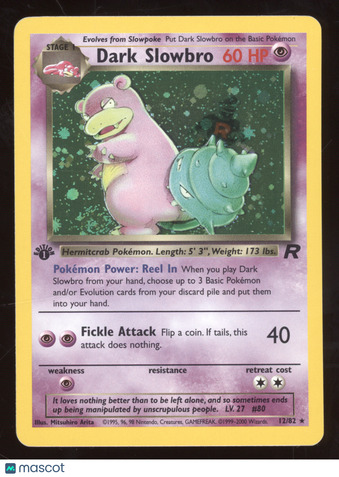 2000 Team Rocket Dark Slowbro 1st Edition Holo Rare #12/82