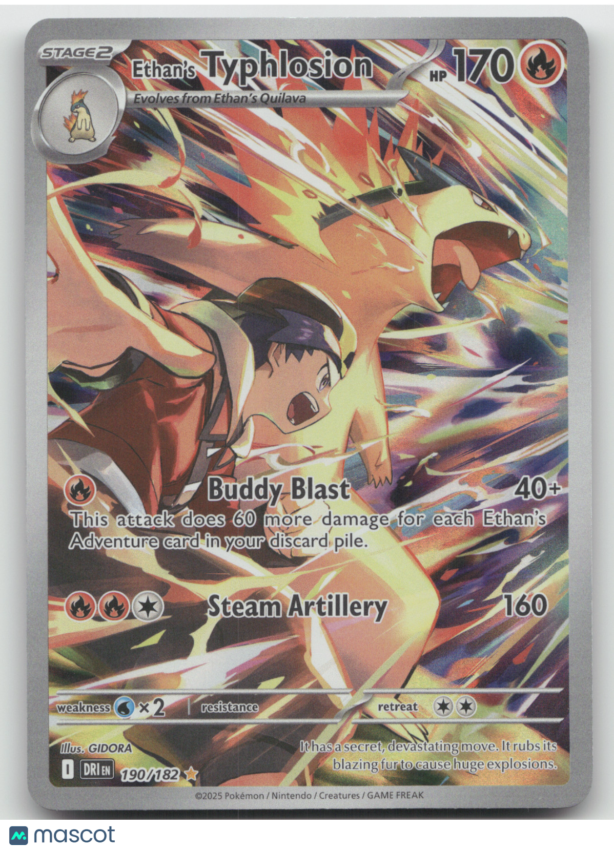 2025 Destined Rivals Ethan's Typhlosion Secret Rare #190/182